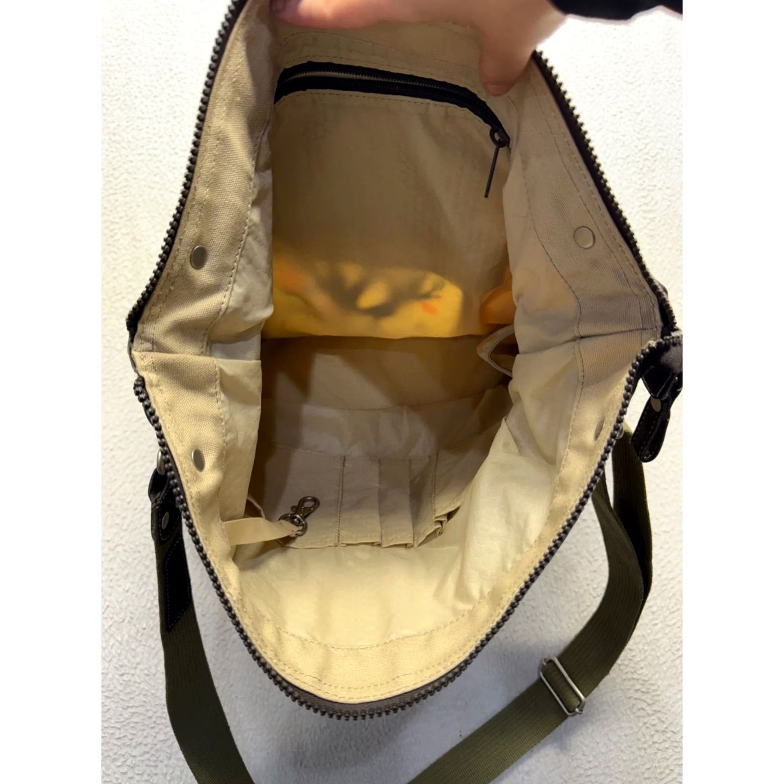 Vintage Sherpani Tote Bag Women's 14 Beige Canvas Leather Exterior Zip Closure Tree Bird Design Adjustable Strap Size ONE SIZE - 6 Thumbnail