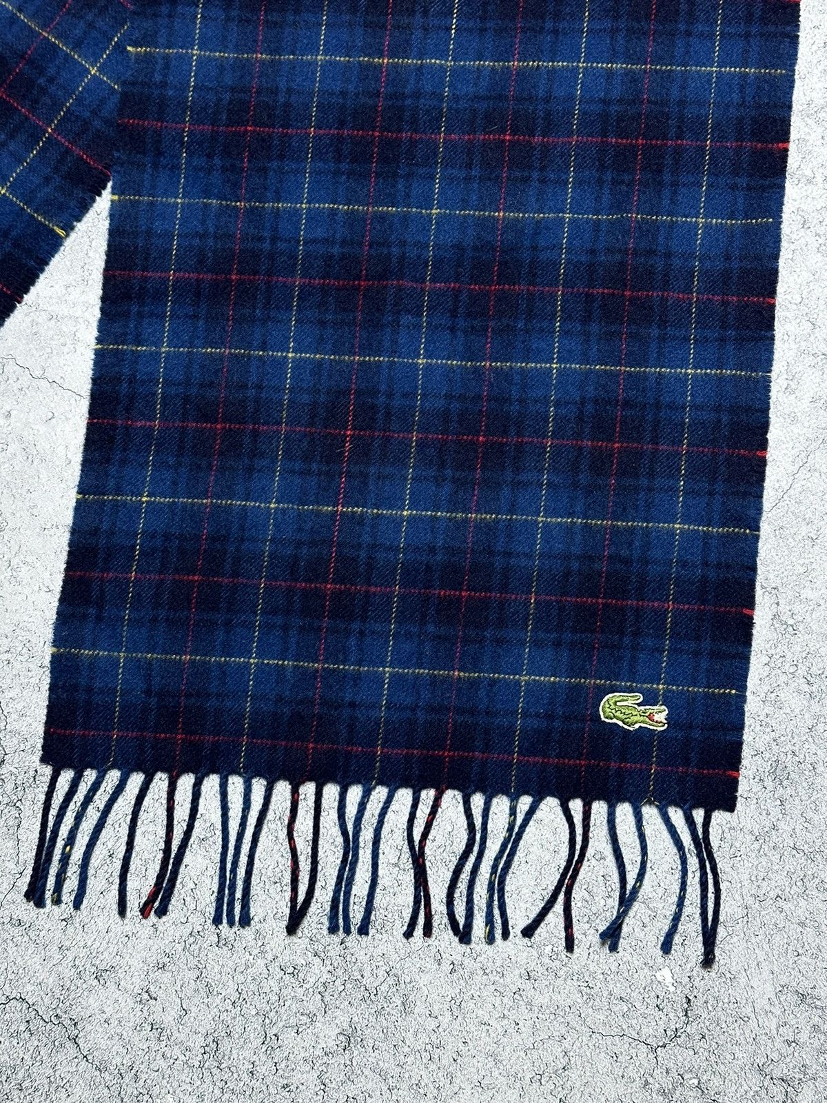 Lacoste 🐊Vintage Lacoste Wool Plaid Scarf Muffler Size ONE SIZE - 3 Thumbnail