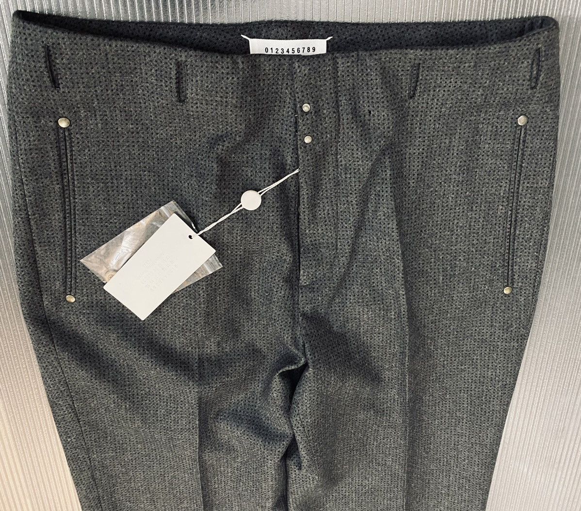 Maison Margiela MM 10 🇮🇹 grey blue dotted felt wool showtime slacks 36 NWT Size US 36 / EU 52 - 5 Thumbnail