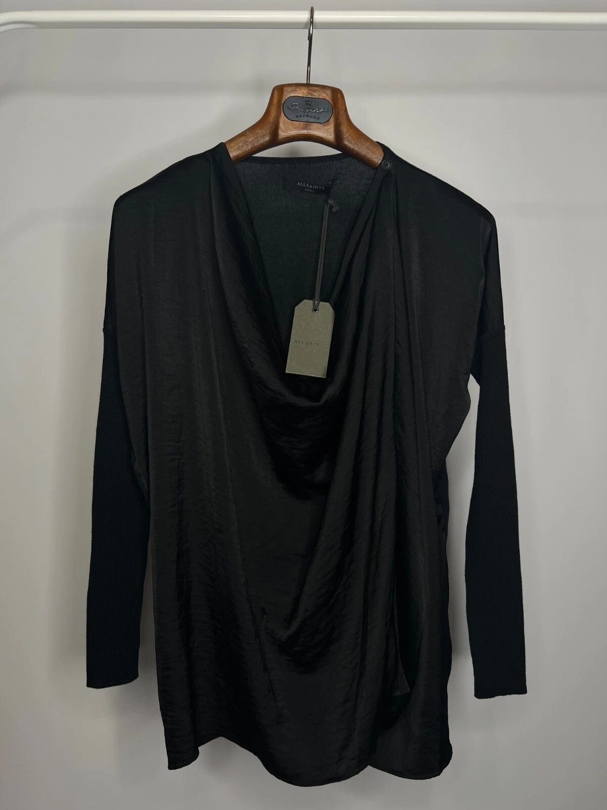 Allsaints AllSaints Shirt Womens Small Black Erma Cowl Neck Size S / US 4 / IT 40 - 1 Thumbnail