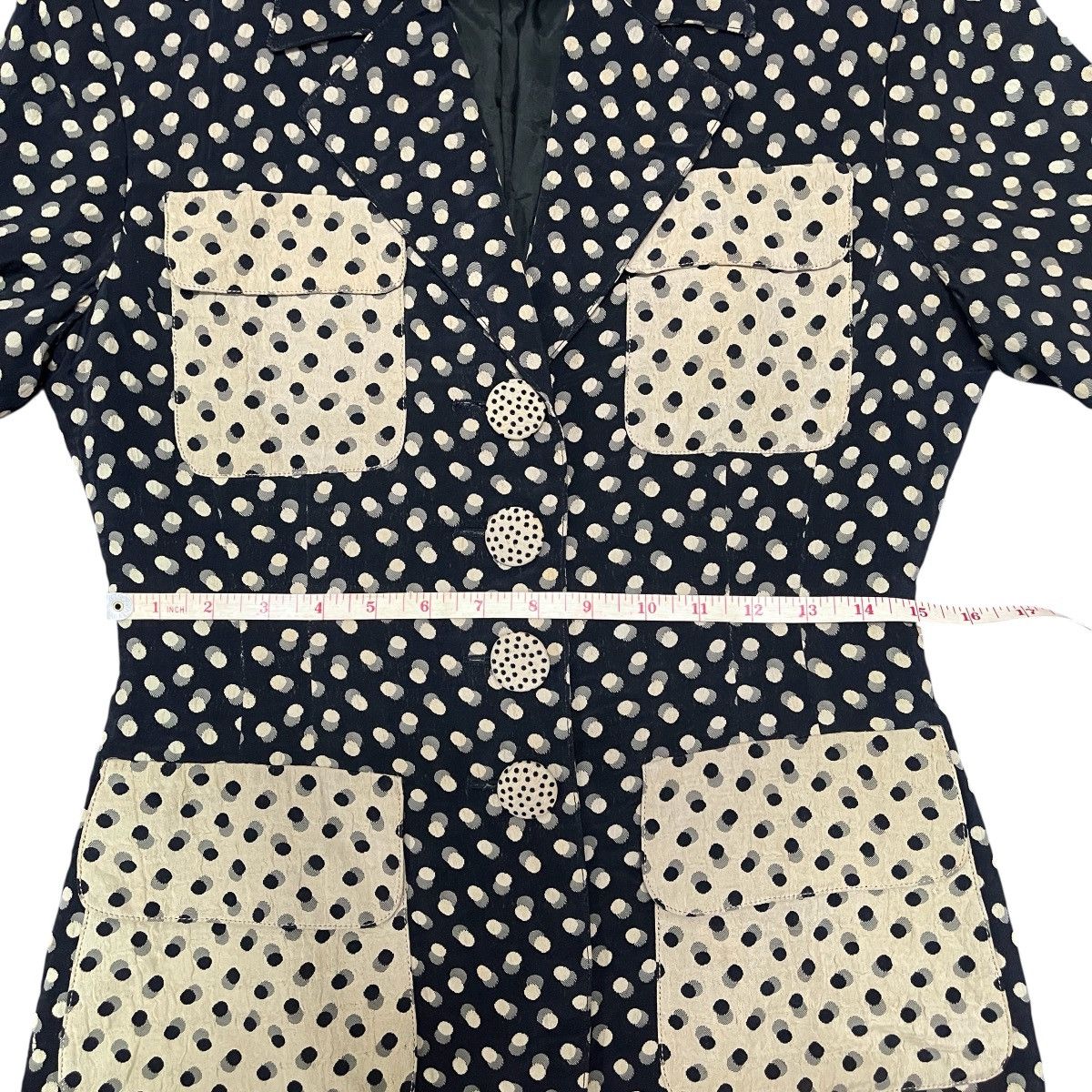 Vintage 80s Lolita Lempicka Paris Polka Dot Fitted Blazer Jacket Size M / US 6-8 / IT 42-44 - 16 Thumbnail