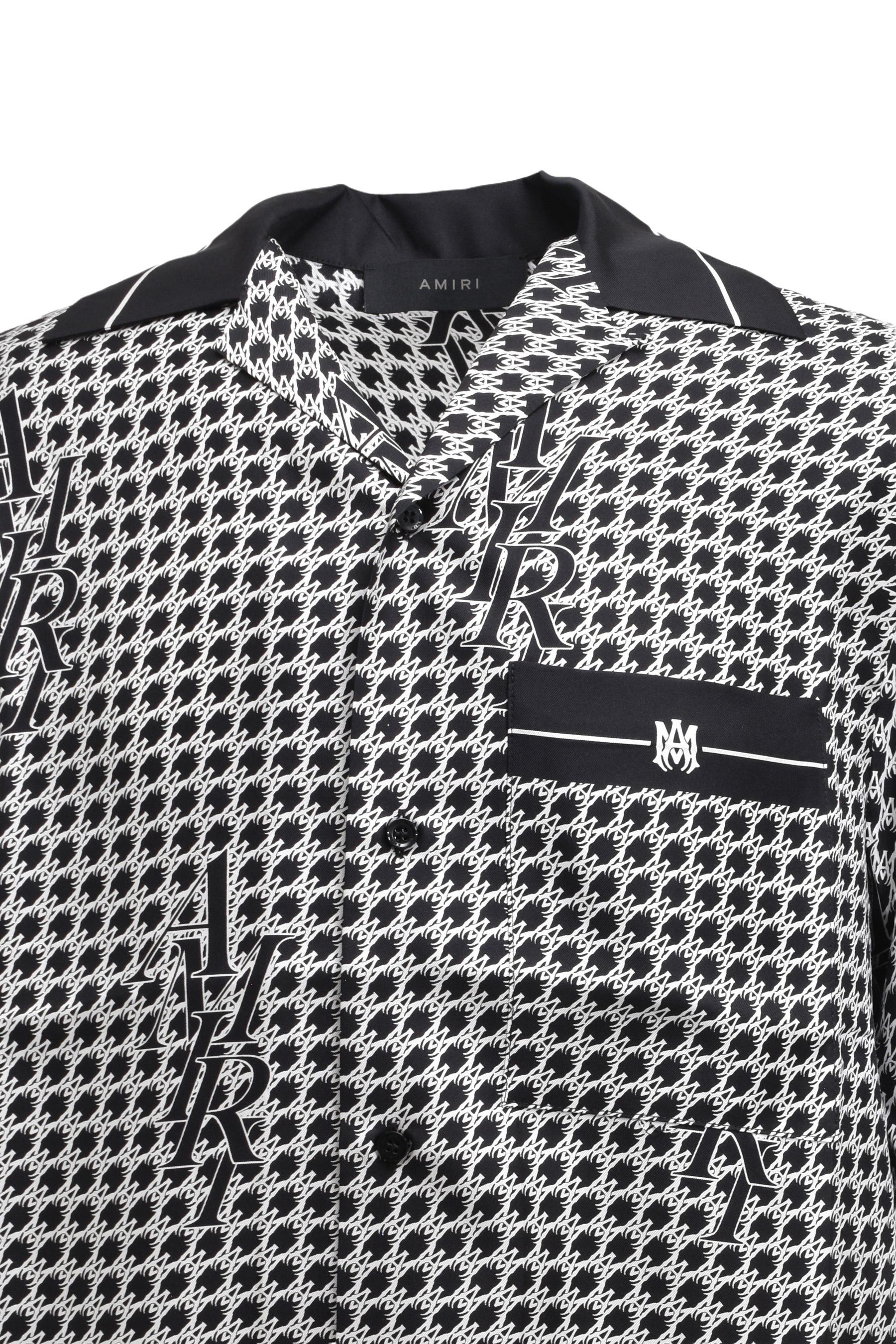 Amiri o1w1db10325 Houndstooth Bowling Shirt in White/Black Size US XL / EU 56 / 4 - 3 Thumbnail