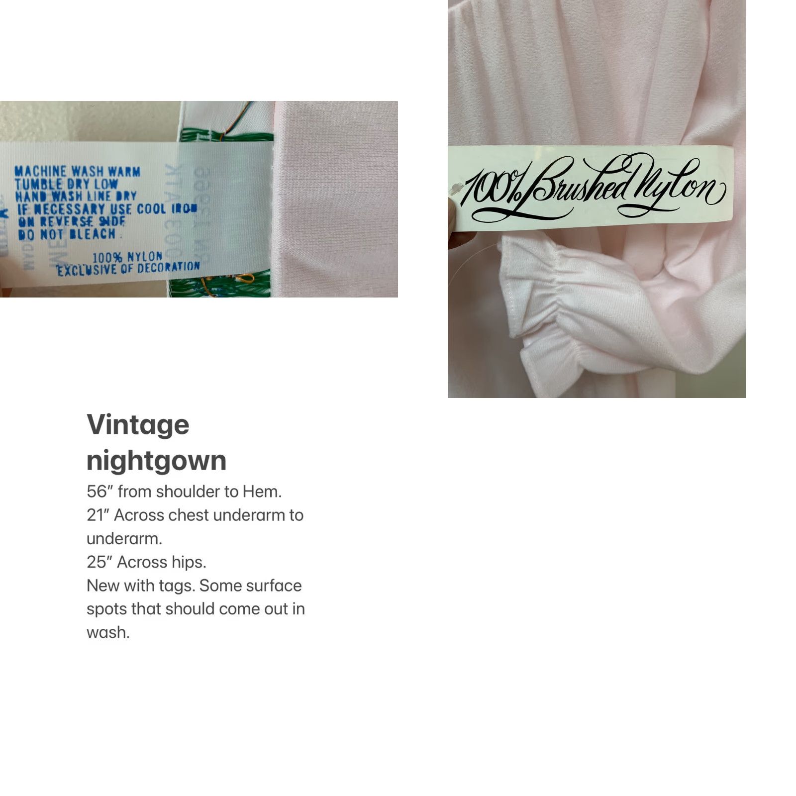 Vintage VINTAGE Belle Fleur Pink Brushed Nylon Long Gown Nightgown M NOS NEW Size ONE SIZE - 8 Thumbnail