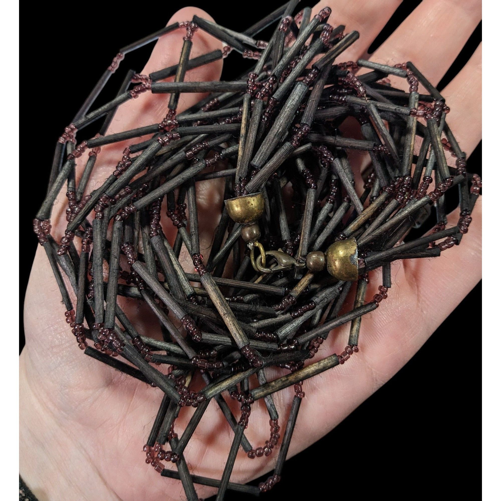 Other Vintage Black Wood And Glass Multistrand Necklace Size ONE SIZE - 2 Thumbnail