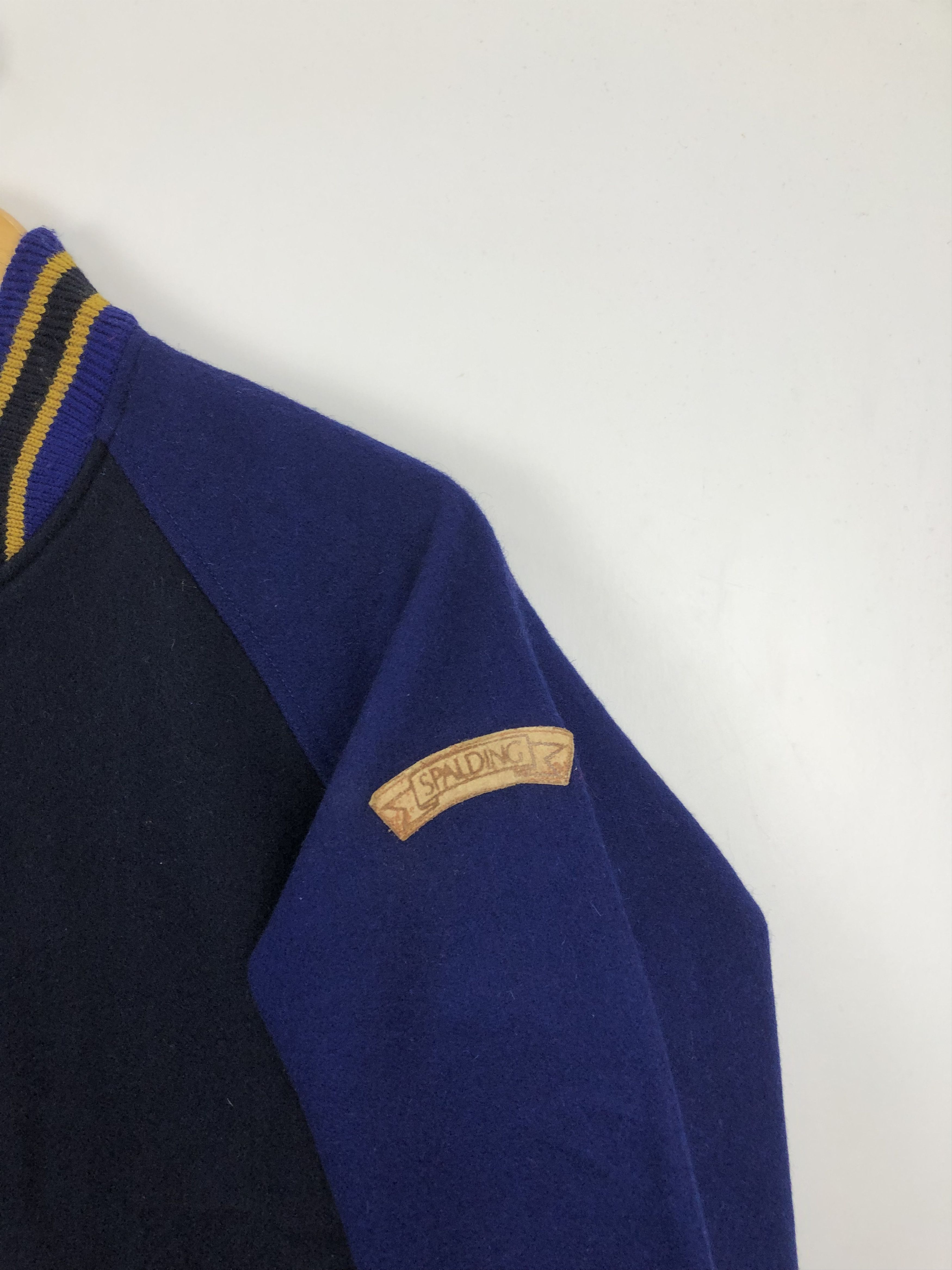 Spalding Vintage 90s Spalding Wool Varsity Jacket Blue V0368 Size US S / EU 44-46 / 1 - 6 Thumbnail