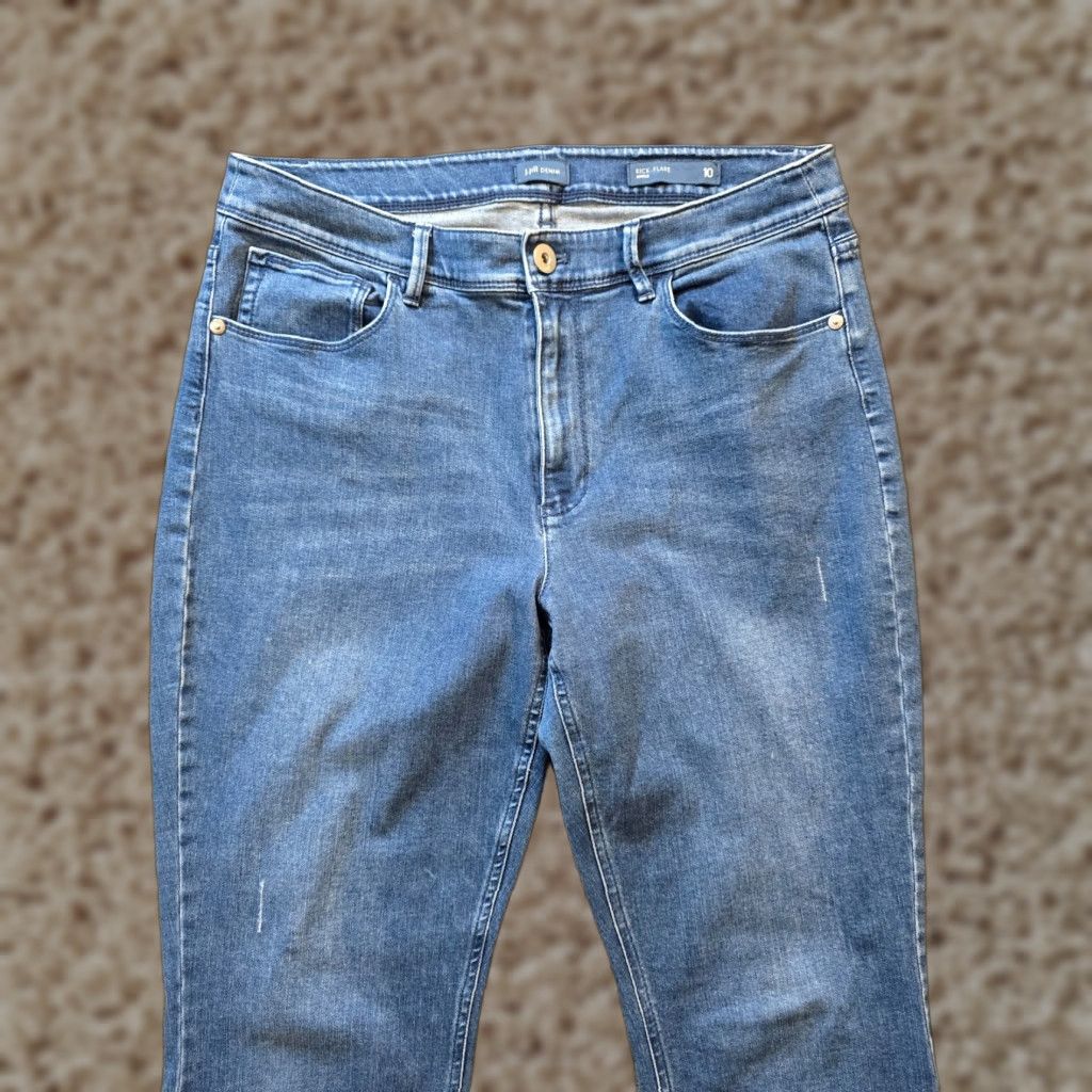J. Jill J Jill Jeans Pants Women Size 10 Blue Kick Flare Ankle High Rise Raw Hem Capsule Jeans Size 32" / US 10 / IT 46 - 1 Thumbnail