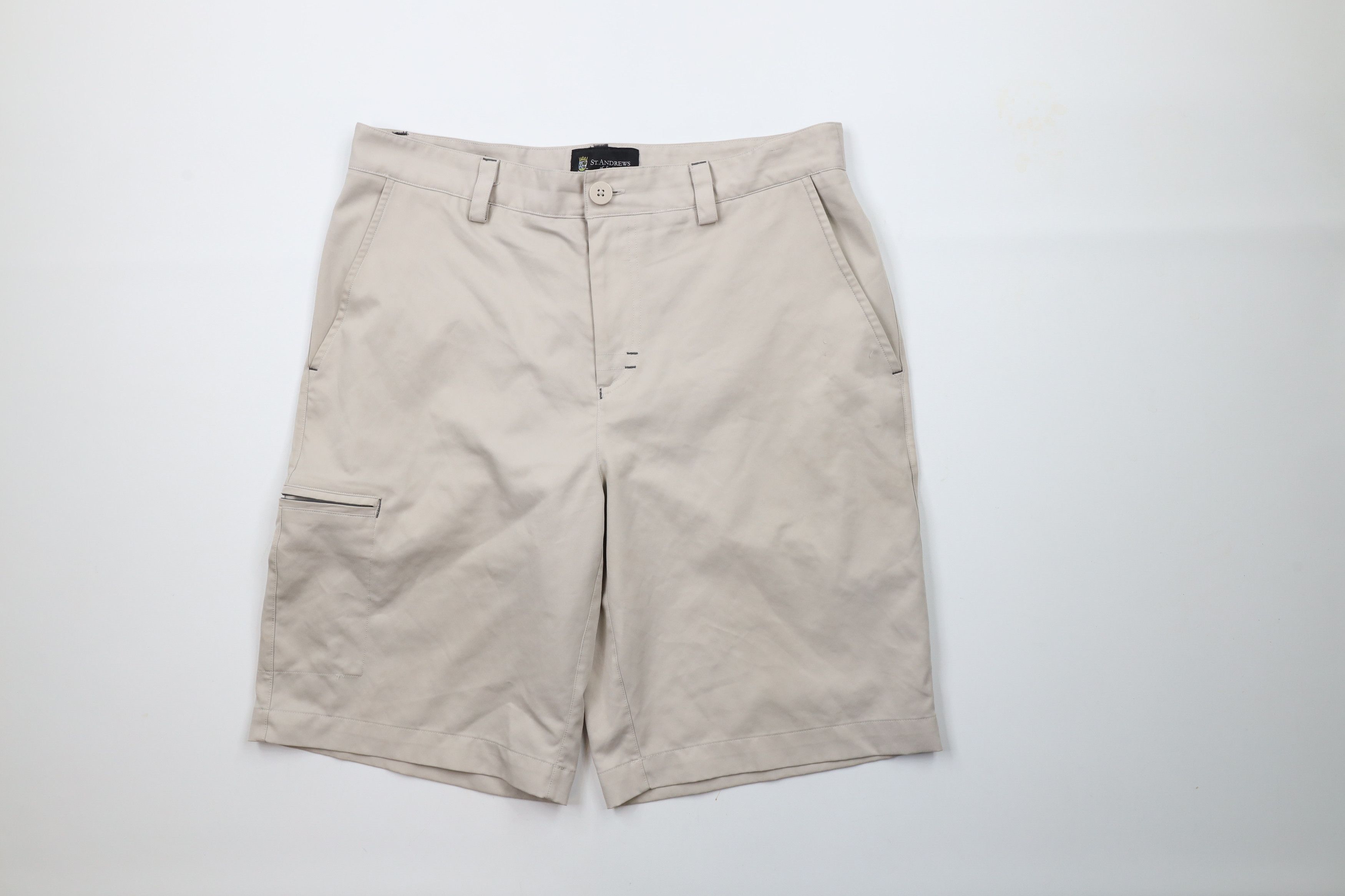 Vintage St Andrews of Scotland Course Golfing Chino Shorts Beige Size US 34 / EU 50 - 1 Thumbnail