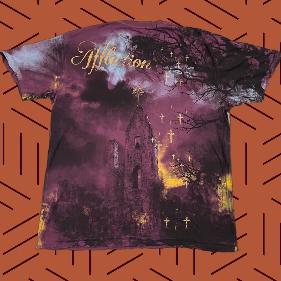 Affliction Affliction Shirt Mens 2XL T-Shirt Black Graphic Print Crew Neck Skeleton Grunge Y2K Vintage-None Size US XXL / EU 58 / 5 - 1 Thumbnail
