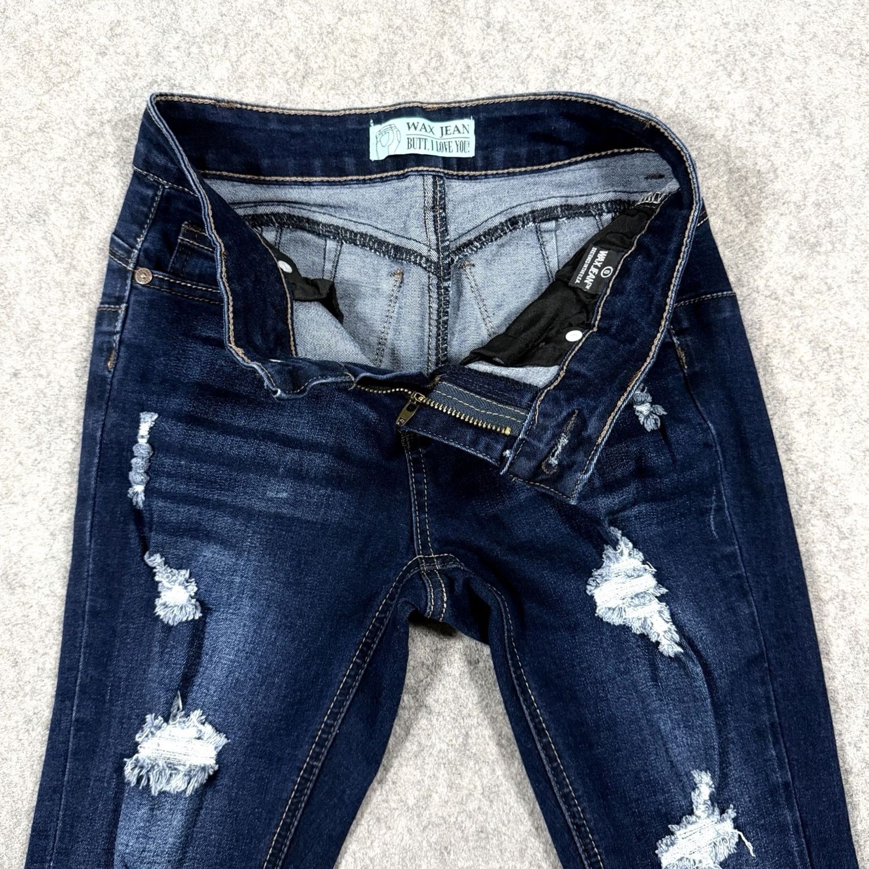 Vintage Wax Jean Stretch Distressed Cuffed Jeans Women's Size 0 Blue Size 25" / US 0 / IT 36 - 4 Thumbnail
