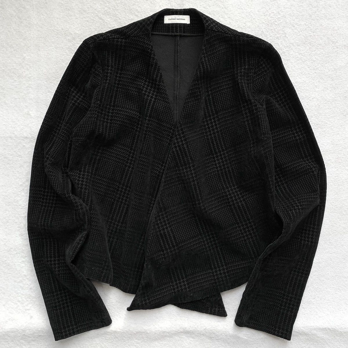 Costume National Costume National AW2000 Velvet Houndstooth Wrap Jacket Size S / US 4 / IT 40 - 1 Thumbnail