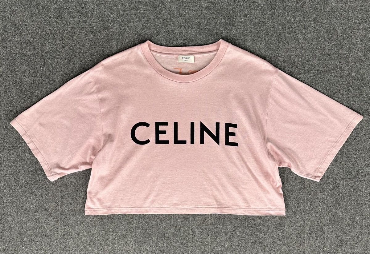 Celine Celine - Hedi Slimane S/S21 Cropped T-shirt - Light Rose Size M / US 6-8 / IT 42-44 - 1 Thumbnail