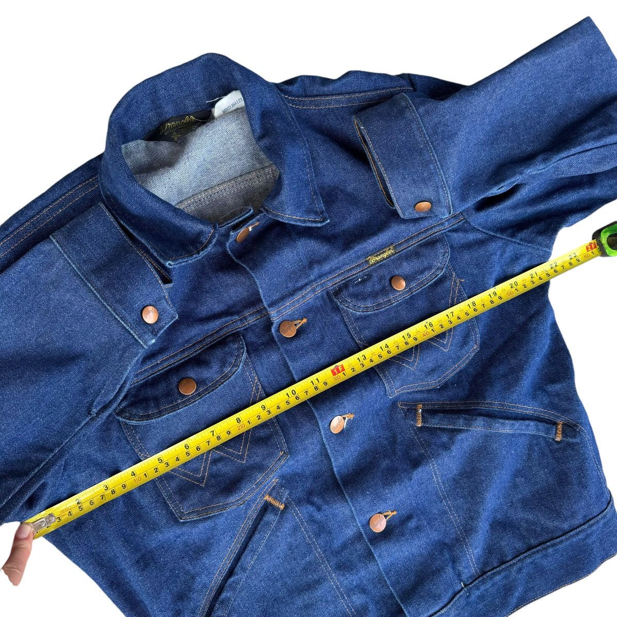 Vintage × Wrangler 74126NV 70s True Vintage Wrangler Navy Denim Trucker Jacket Size US XXS / EU 40 - 14 Thumbnail
