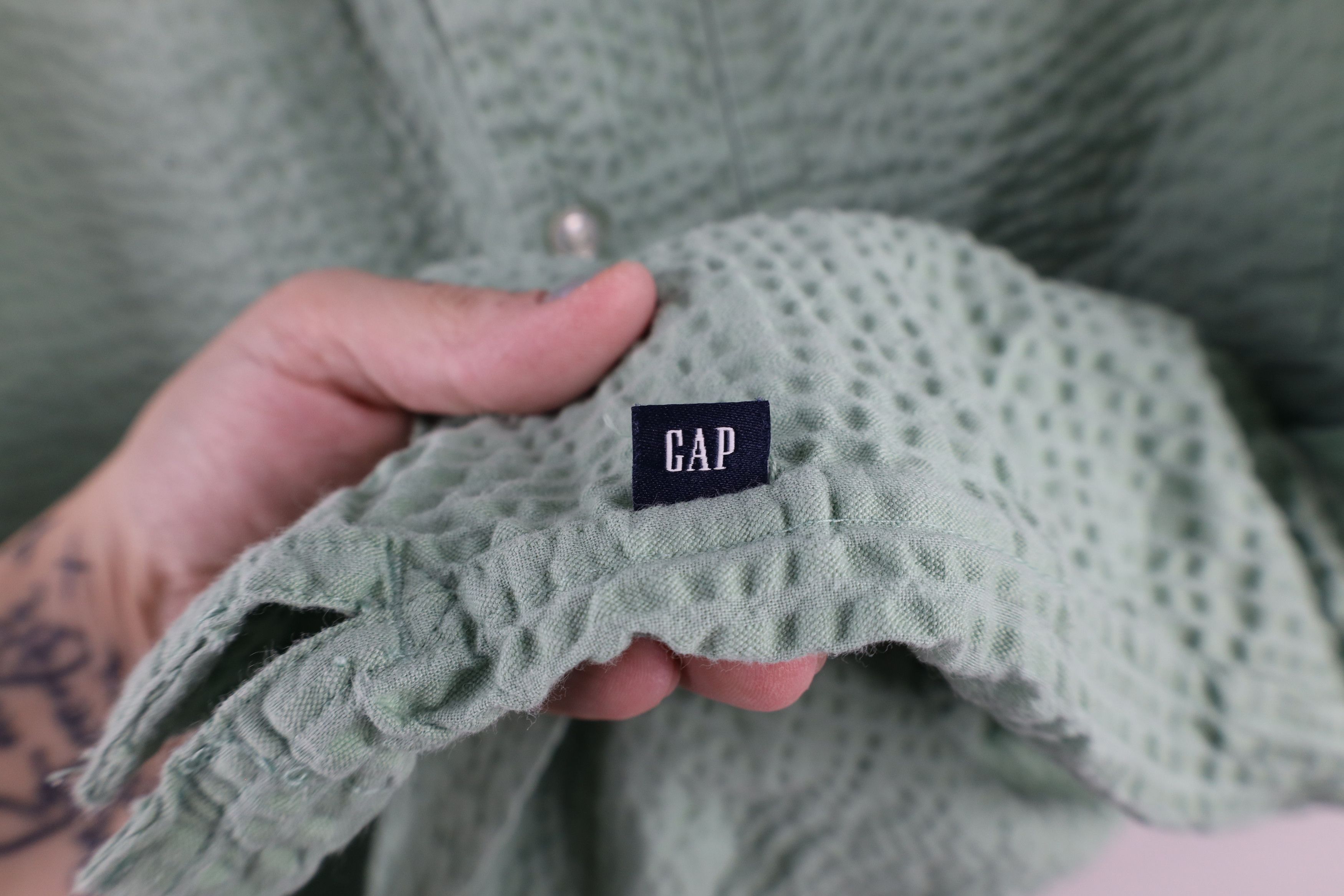 Gap × Vintage Vintage Gap Seer Sucker Short Sleeve Button Shirt Green Size US XXL / EU 58 / 5 - 5 Thumbnail