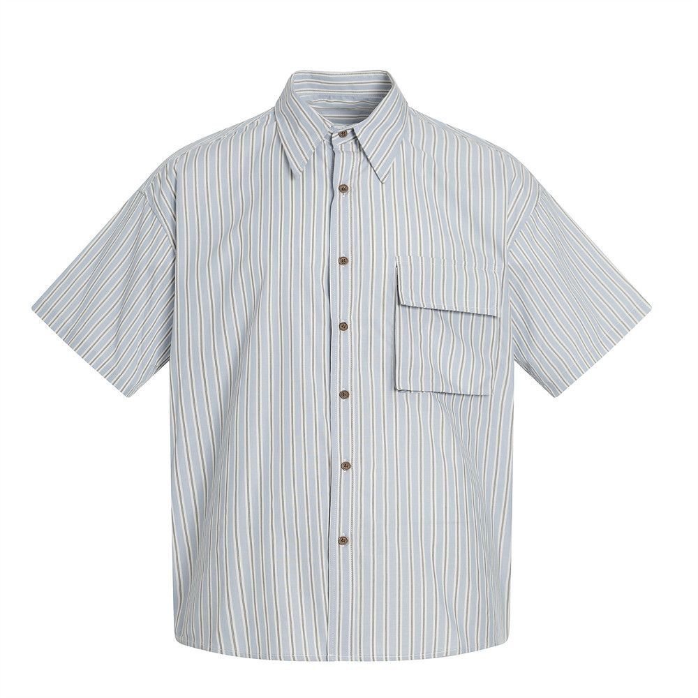 Japanese Brand × Vintage Japanese loose men's cargo casual striped shirt Size US L / EU 52-54 / 3 - 1 Thumbnail
