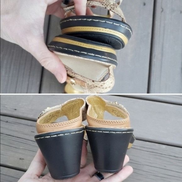 Other Alegria Lara Posh Gold Snakeskin Print Leather Sandals Size US 9.5 / IT 39.5 - 7 Thumbnail