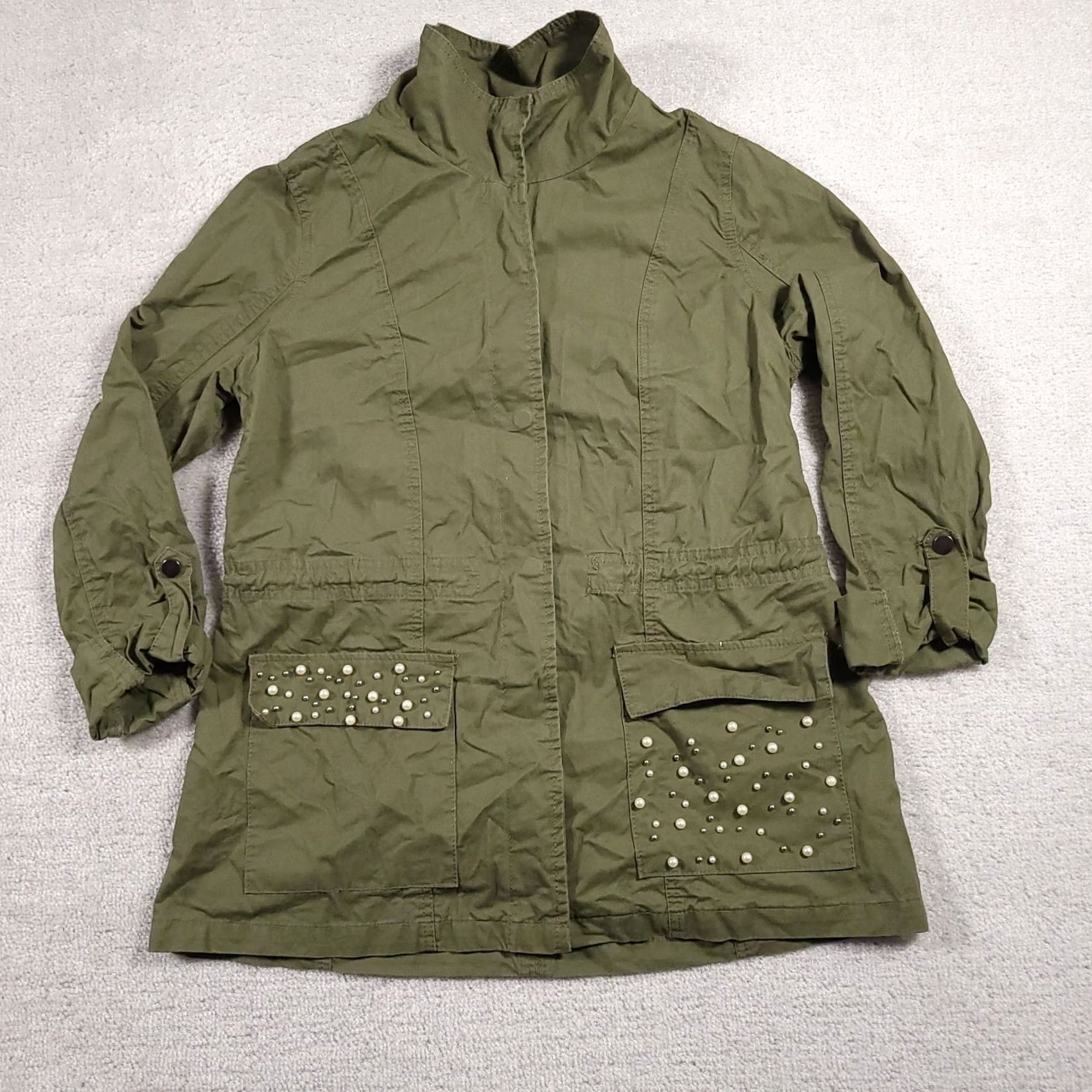 Vintage Ashley by 26 International Downtown Collection Army Jacket Green Women's L Pearl Jacket Size L / US 10 / IT 46 - 2 Thumbnail