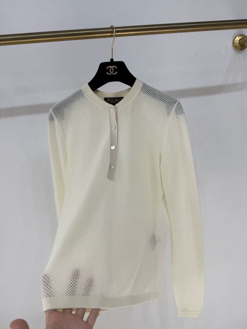 Loro Piana LORO PIANA White alpaca micro-embossed round neck base shi Size XS / US 0-2 / IT 36-38 - 3 Thumbnail