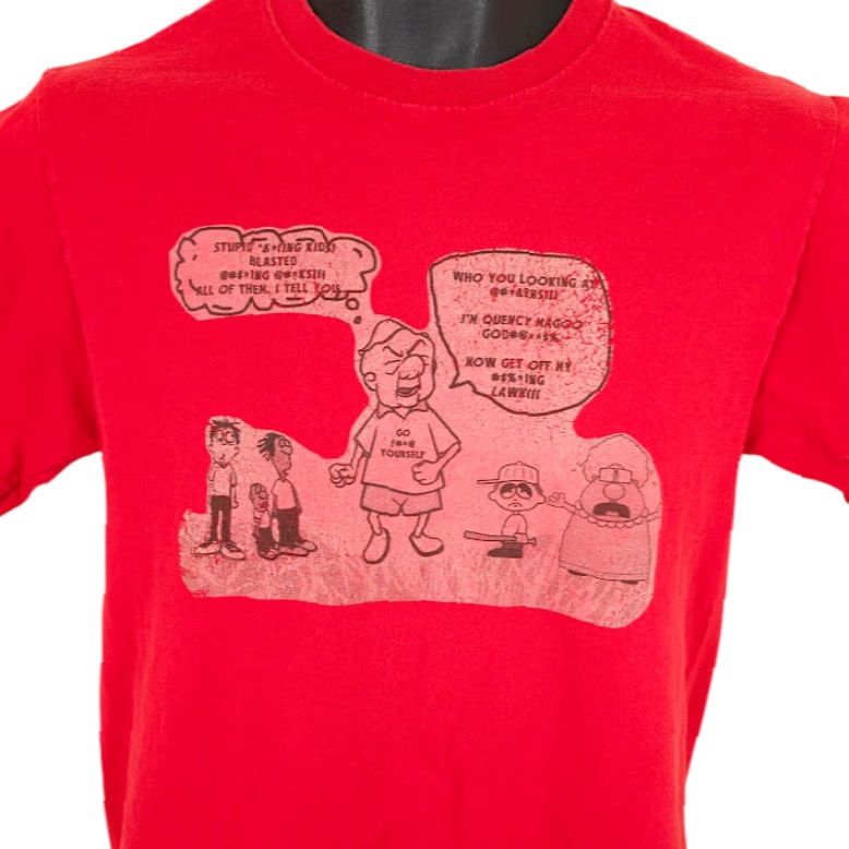 Fruit Of The Loom Mr Quincy Magoo T Shirt Mens Small Red Cartoon Funny Get Off My Lawn Size US S / EU 44-46 / 1 - 2 Thumbnail