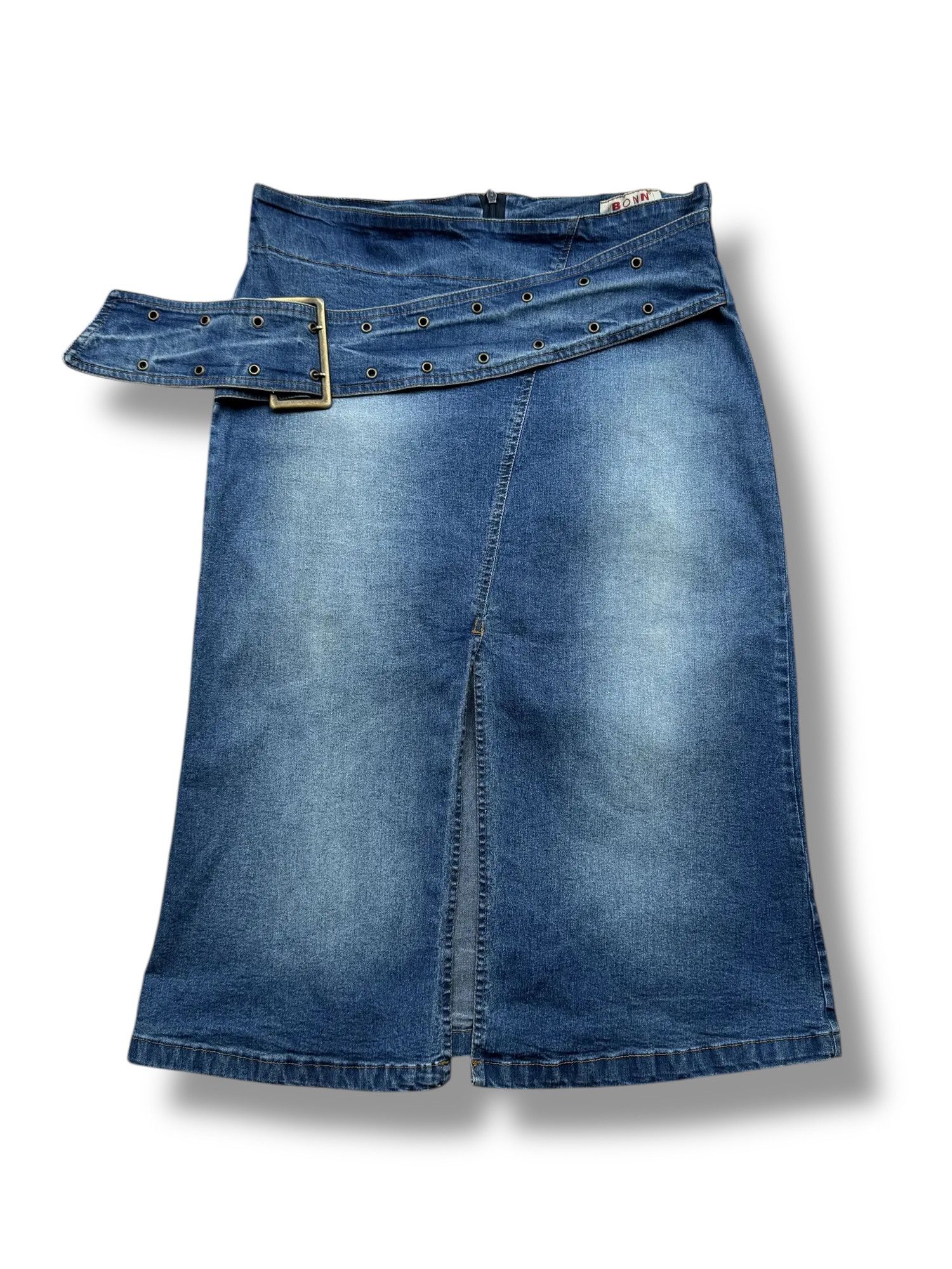 Midi Denim Skirt With Belt From The 90s(V118)