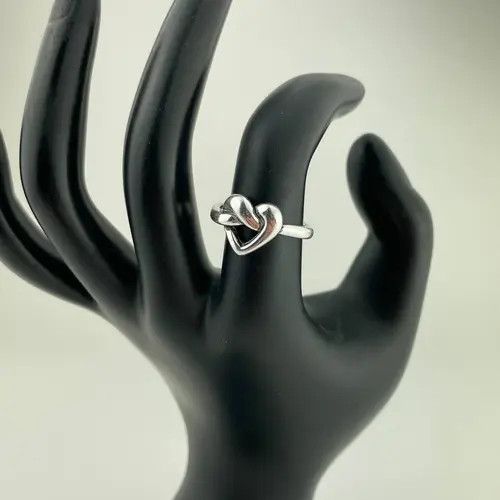 Handmade × Jewelry Heart Adjustable Ring, Love Ring, Sterling Silver Plated Size ONE SIZE - 1 Thumbnail