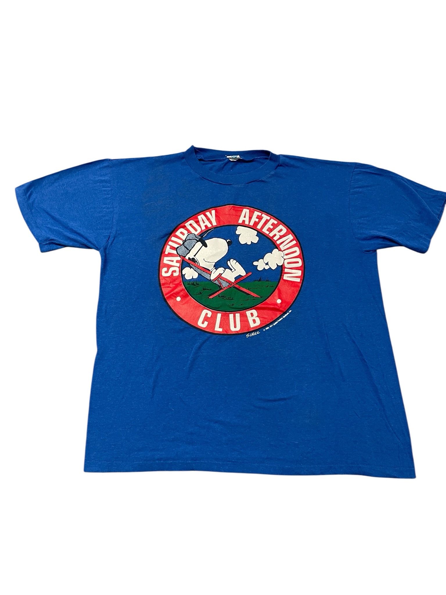 X-LARGE Vintage 80s Snoopy Saturday Afternoon Club T-Shirt Size US XL / EU 56 / 4 - 1 Thumbnail