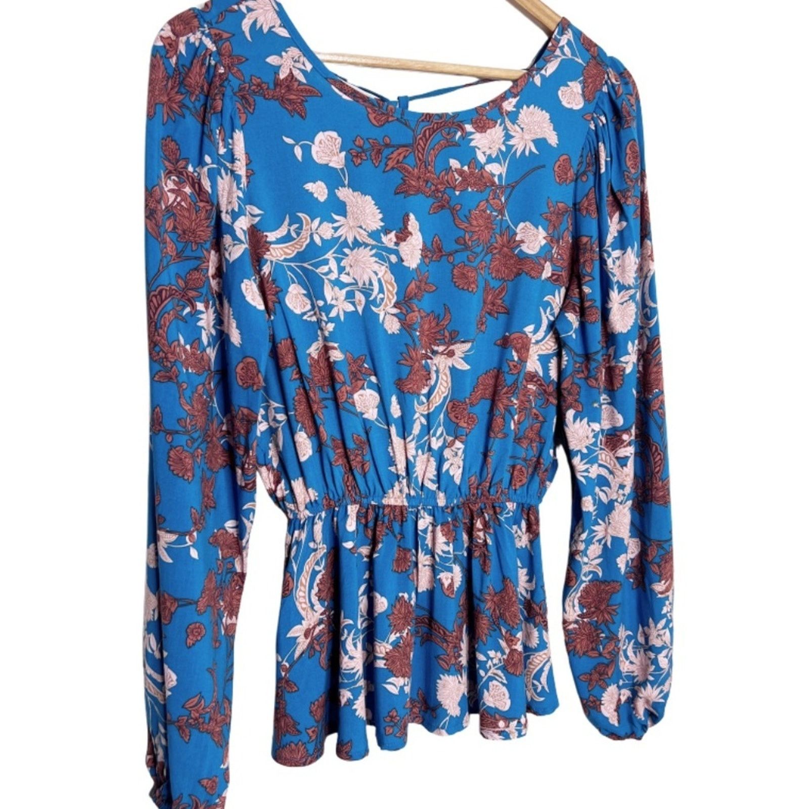 Other New with Tag Womens Andree by Unit Blue Floral Ruffle Blouse Size S / US 4 / IT 40 - 2 Thumbnail