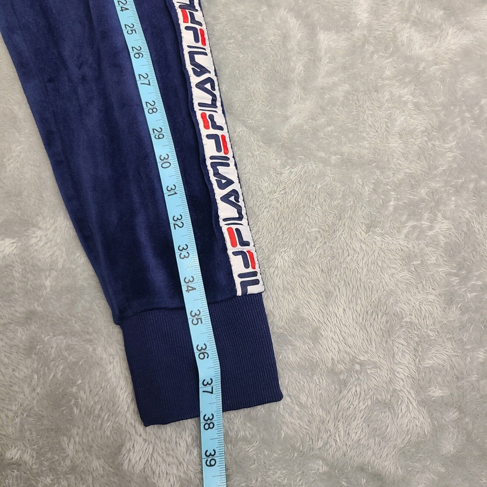 Fila Fila Joggers Women’s Small Navy Blue Velour Velvet Logo Swea Size 29" - 7 Thumbnail