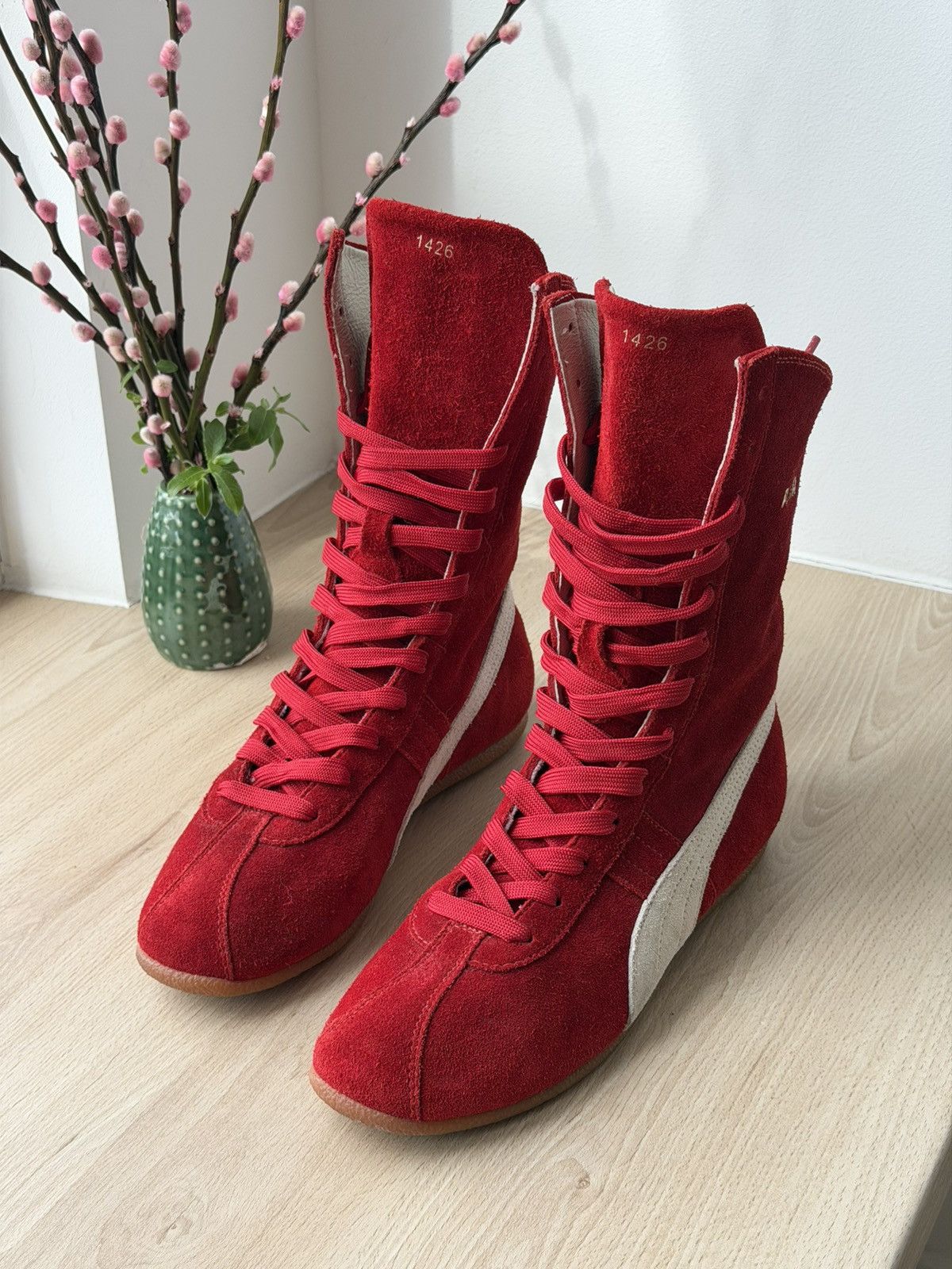 Puma Retro Puma Suede Red Boxing Lace up Boots Size US 9 / IT 39 - 4 Thumbnail