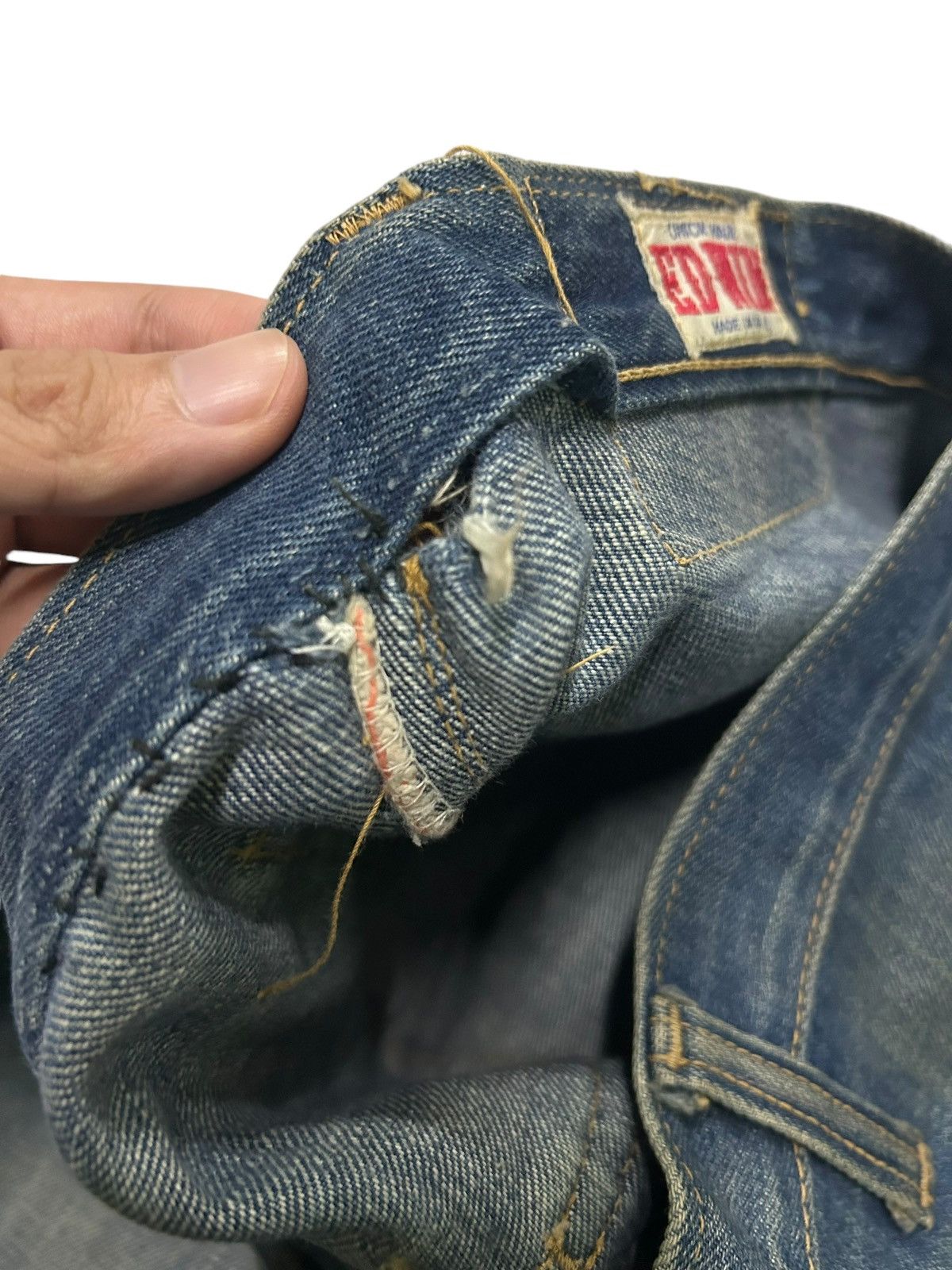 Japanese Brand × Kapital × Vintage Flare Edwin Vintage Made Usa distressed Denim Rare Design ☠️☠️ Size US 27 - 13 Thumbnail