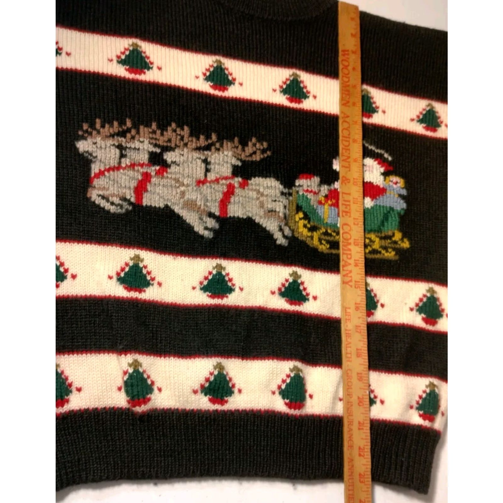 Vintage VINTAGE South Wool Christmas Sweater M Pure New Wool Black Hand Loomed Santa Reindeer Casual Long Sleeve Pullover Womens Size M / US 6-8 / IT 42-44 - 3 Thumbnail