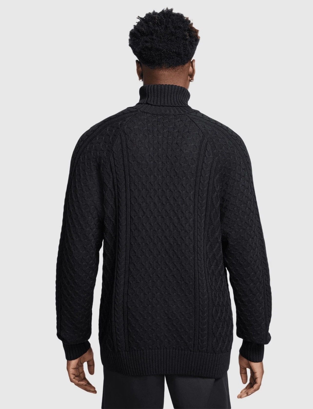 Nike Nike Life Men's Cable Knit Turtleneck Sweater Black Size US M / EU 48-50 / 2 - 3 Thumbnail
