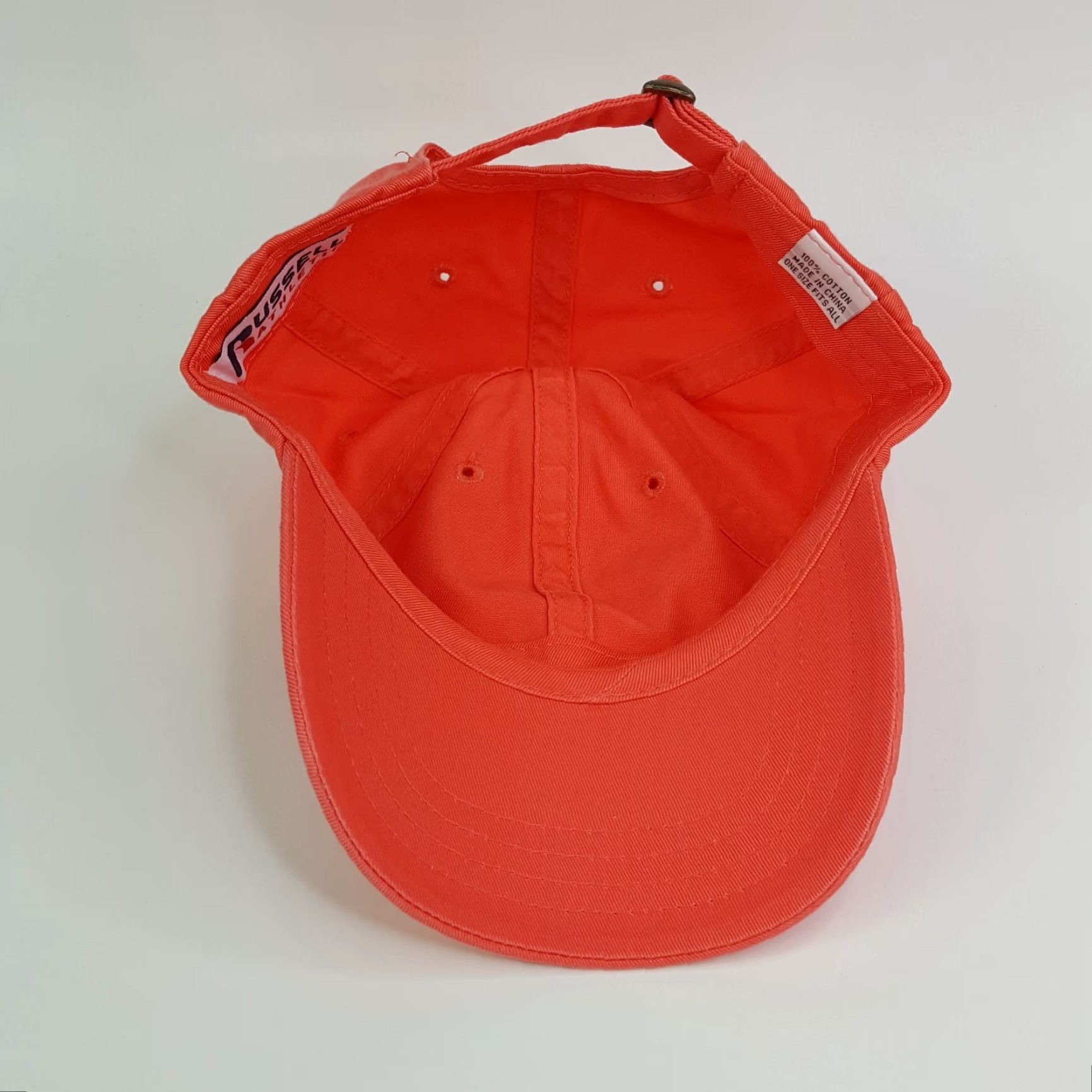 Russell Athletic VINTAGE Russell Athletic Orange Peach Adjustable Hat Baseball Cap Men Twill Cotton Embroidered Breathable Lightweight 90s University Sports Solid Cap Size ONE SIZE - 6 Thumbnail