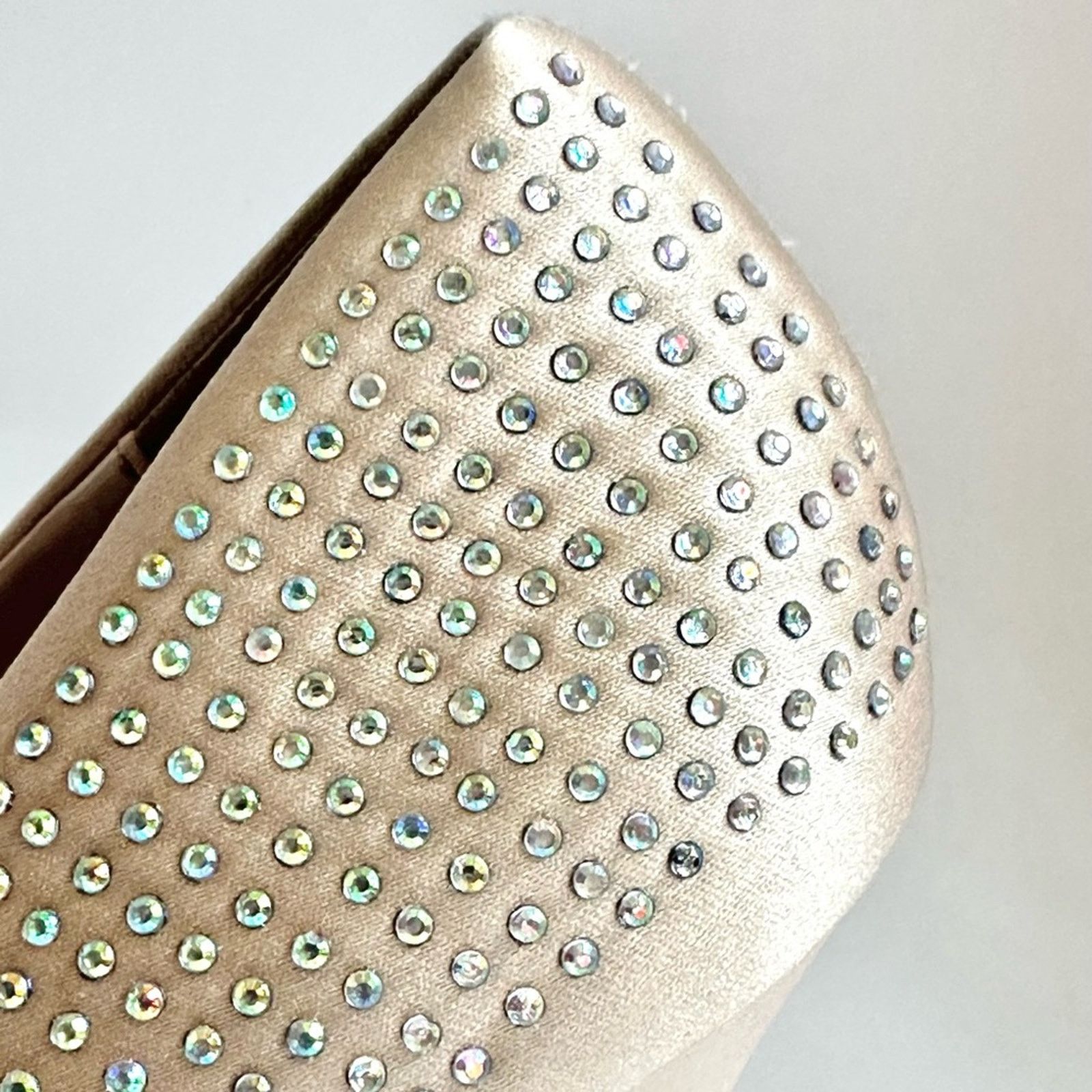 Jennifer Lopez JLO Taupe Platinum Faux Diamond Studded Platform Heels Size US 8 / IT 38 - 2 Thumbnail