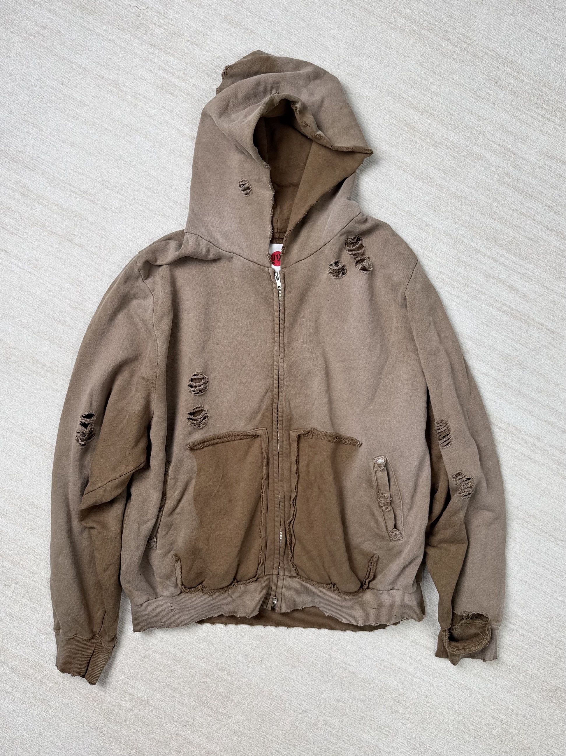 Japanese Brand Heavy Distressed Sun-fade Zip-up hoodie Size US M / EU 48-50 / 2 - 1 Thumbnail