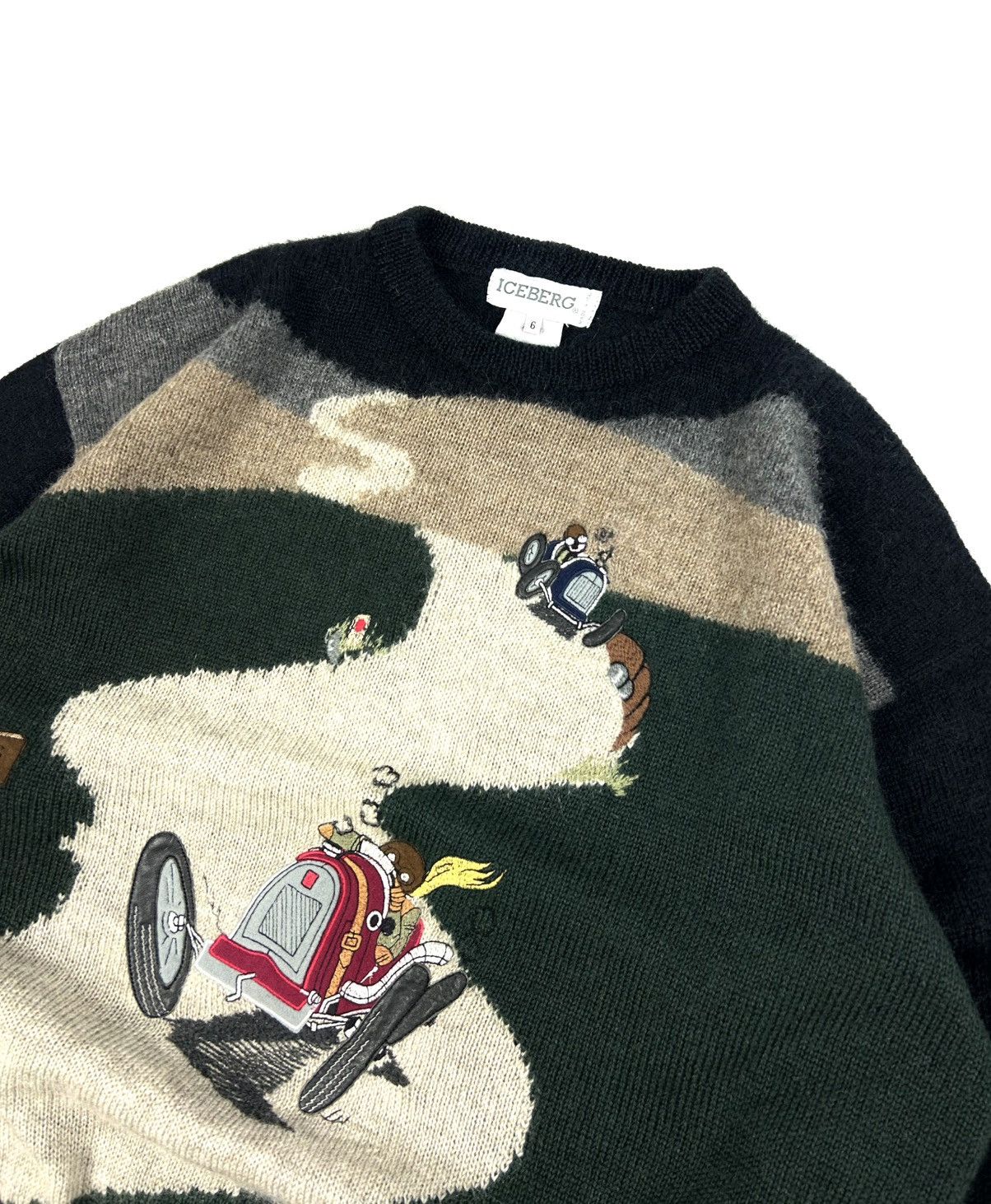 Iceberg rare Iceberg 90s Cartoon Racing Wool Sweater Vintage Italy Size US L / EU 52-54 / 3 - 3 Thumbnail