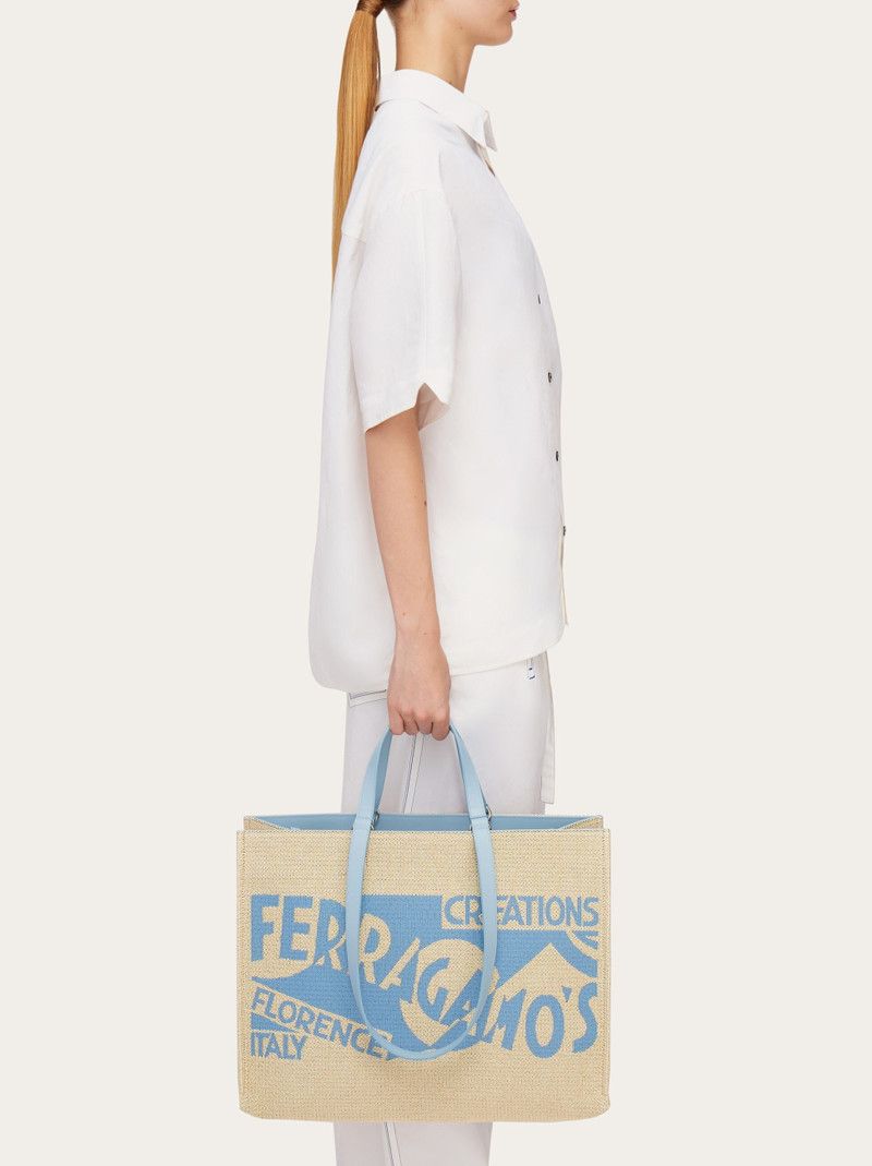 Salvatore Ferragamo o1s1rm0526 Size : OS / Tote Bag in Beige/Blue Size ONE SIZE - 6 Thumbnail