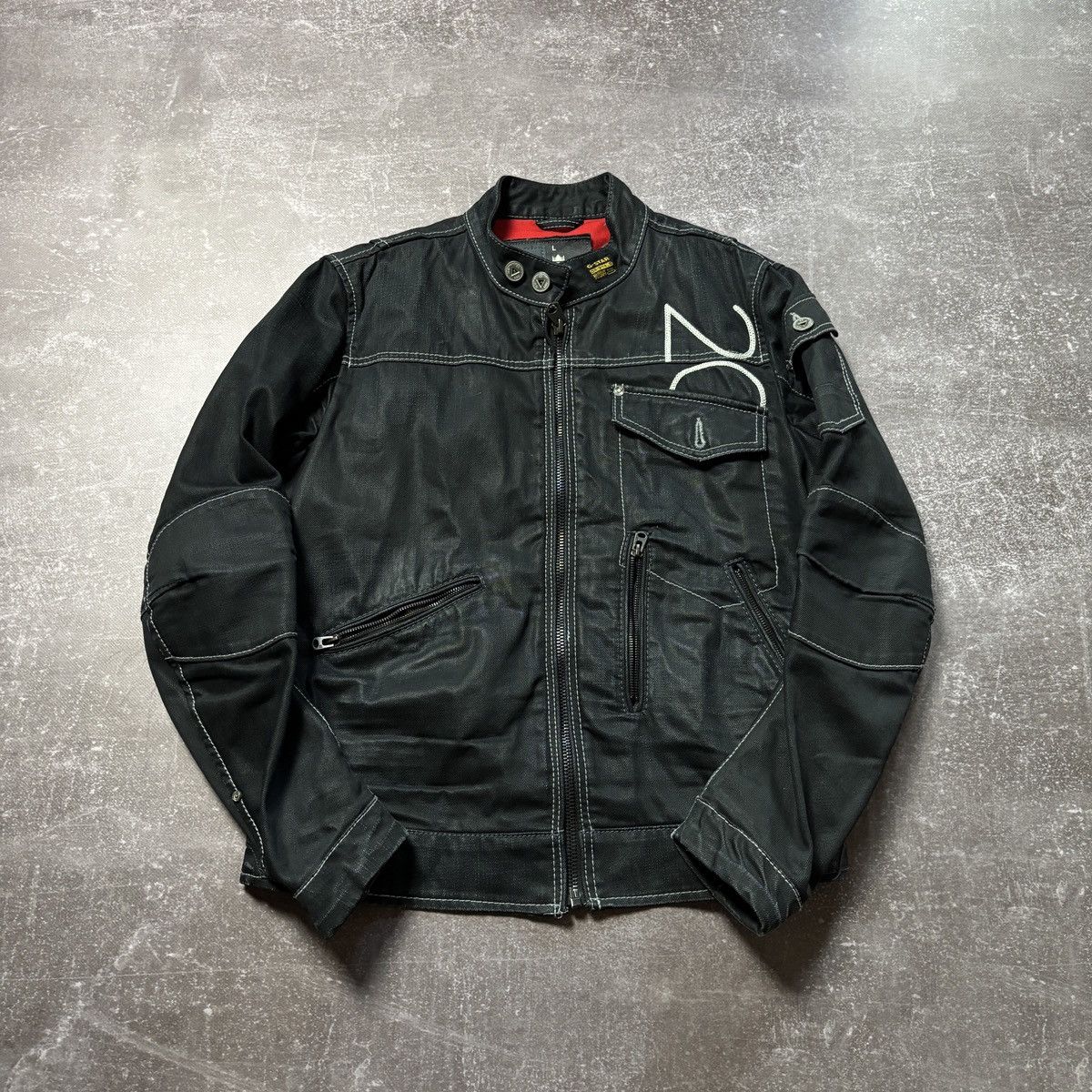 Japanese Brand G star raw denim biker motorcycle jacket japan vibe y2k 90s Size US L / EU 52-54 / 3 - 1 Thumbnail