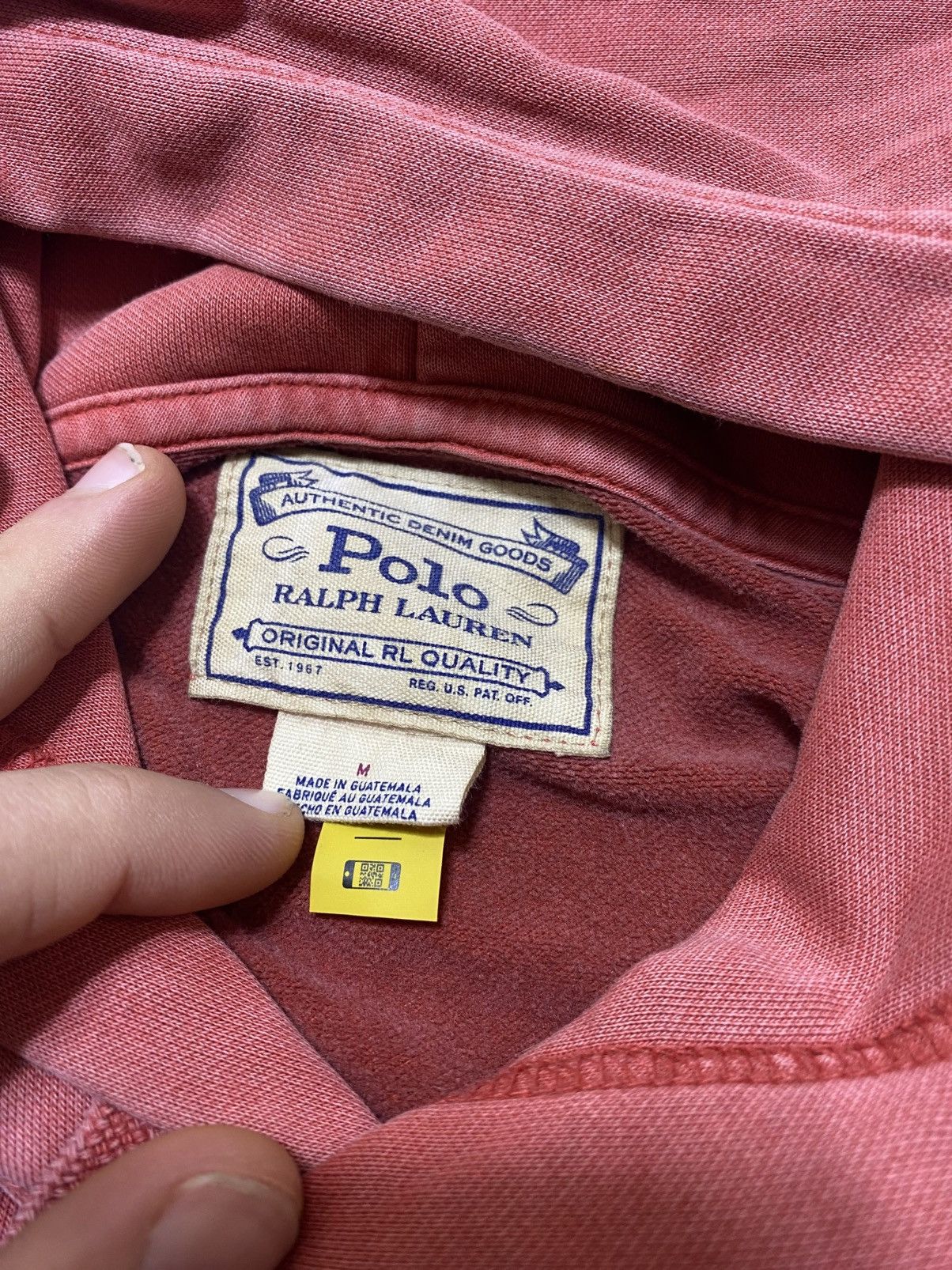 Polo Ralph Lauren Polo Ralph Lauren Washed Salmon Red Hoodie Faded Vintage Size US M / EU 48-50 / 2 - 5 Thumbnail