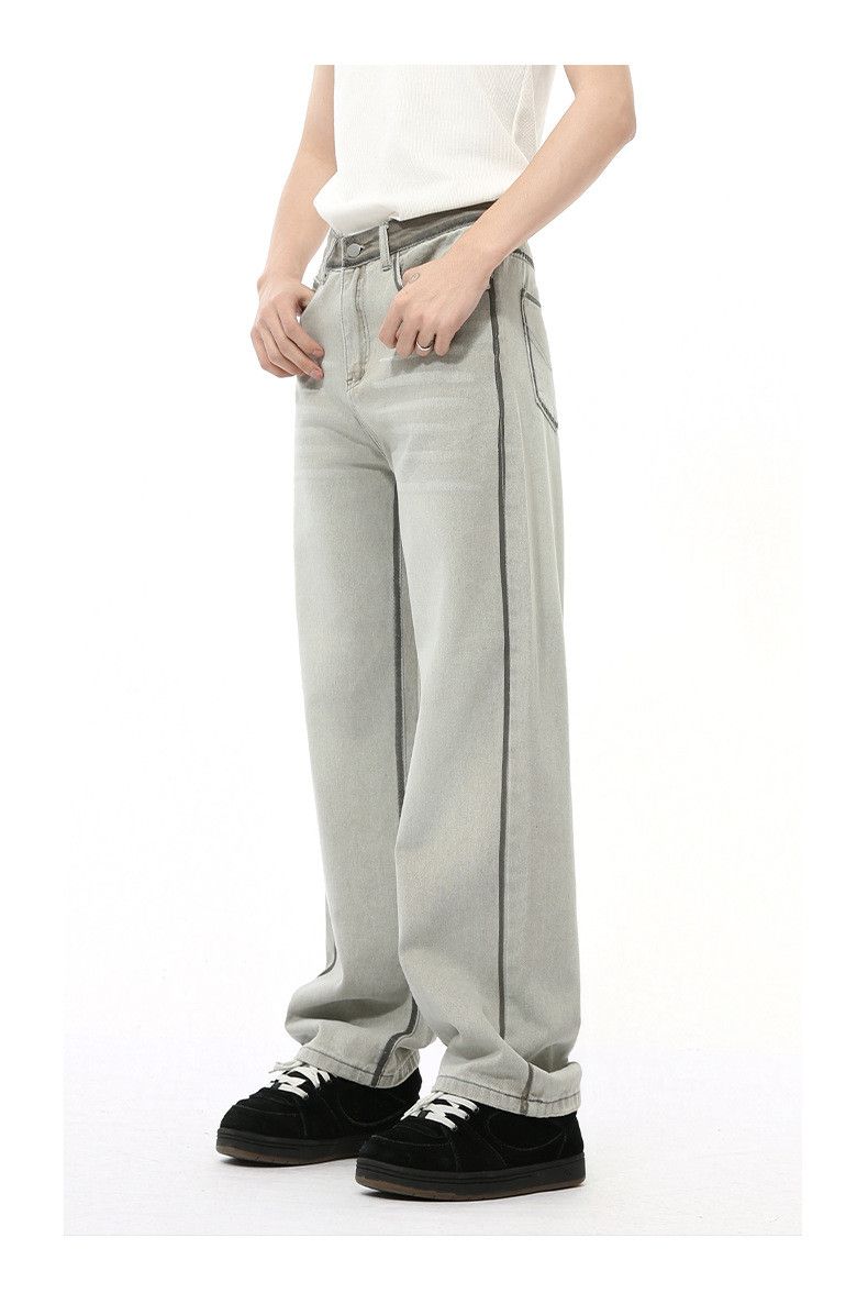 Japanese Brand × Jean Retro drape straight-leg loose jeans with visible stitching Size US 32 / EU 48 - 3 Thumbnail
