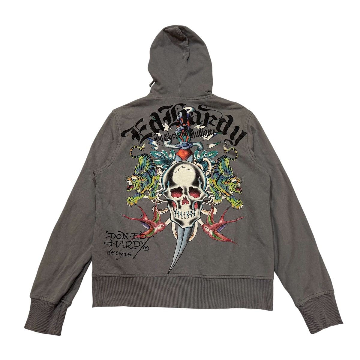 Ed Hardy Vintage Y2K Ed Hardy Skull Tiger Zip Up Hoodie Grey Tattoo Size US L / EU 52-54 / 3 - 1 Thumbnail