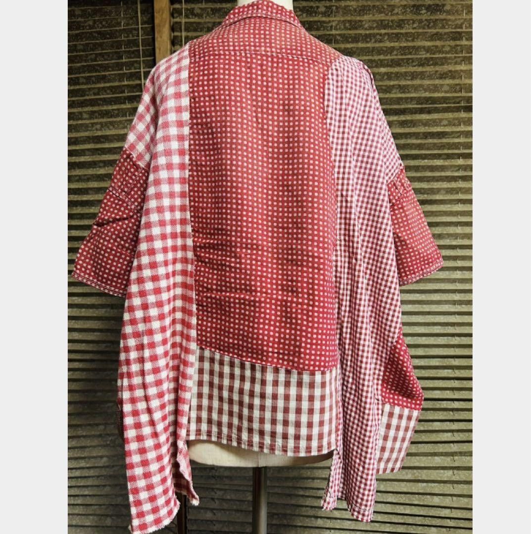 Kapital KAPITAL KOUNTRY Check Patchwork Oversized Shirt Red Size ONE SIZE - 5 Thumbnail