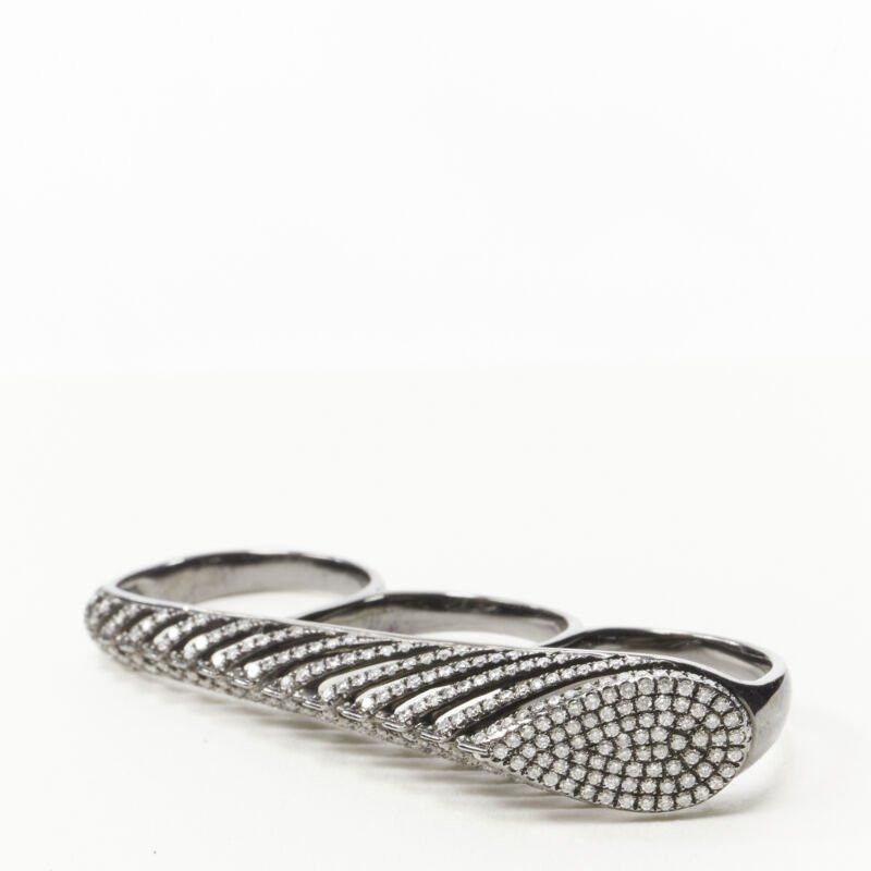 Other AS29 Spine 18k white gold 1.1 carat white diamond 3 finger ring Size ONE SIZE - 1 Thumbnail