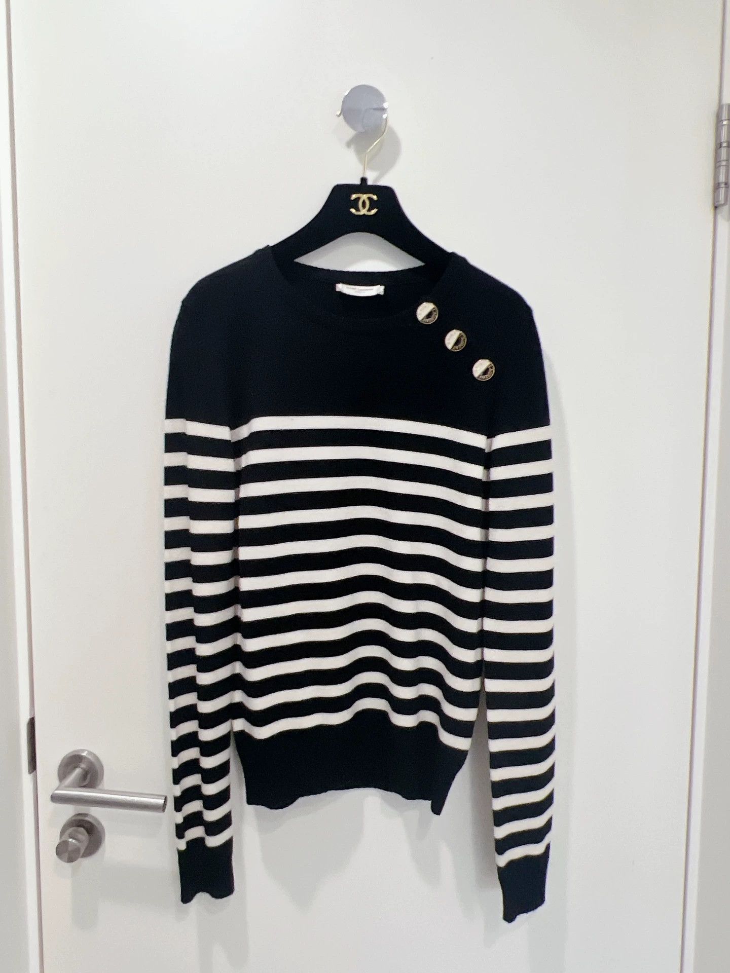 Saint Laurent Paris SAINT LAURENT Black White Striped Sweater Size XS / US 0-2 / IT 36-38 - 1 Thumbnail