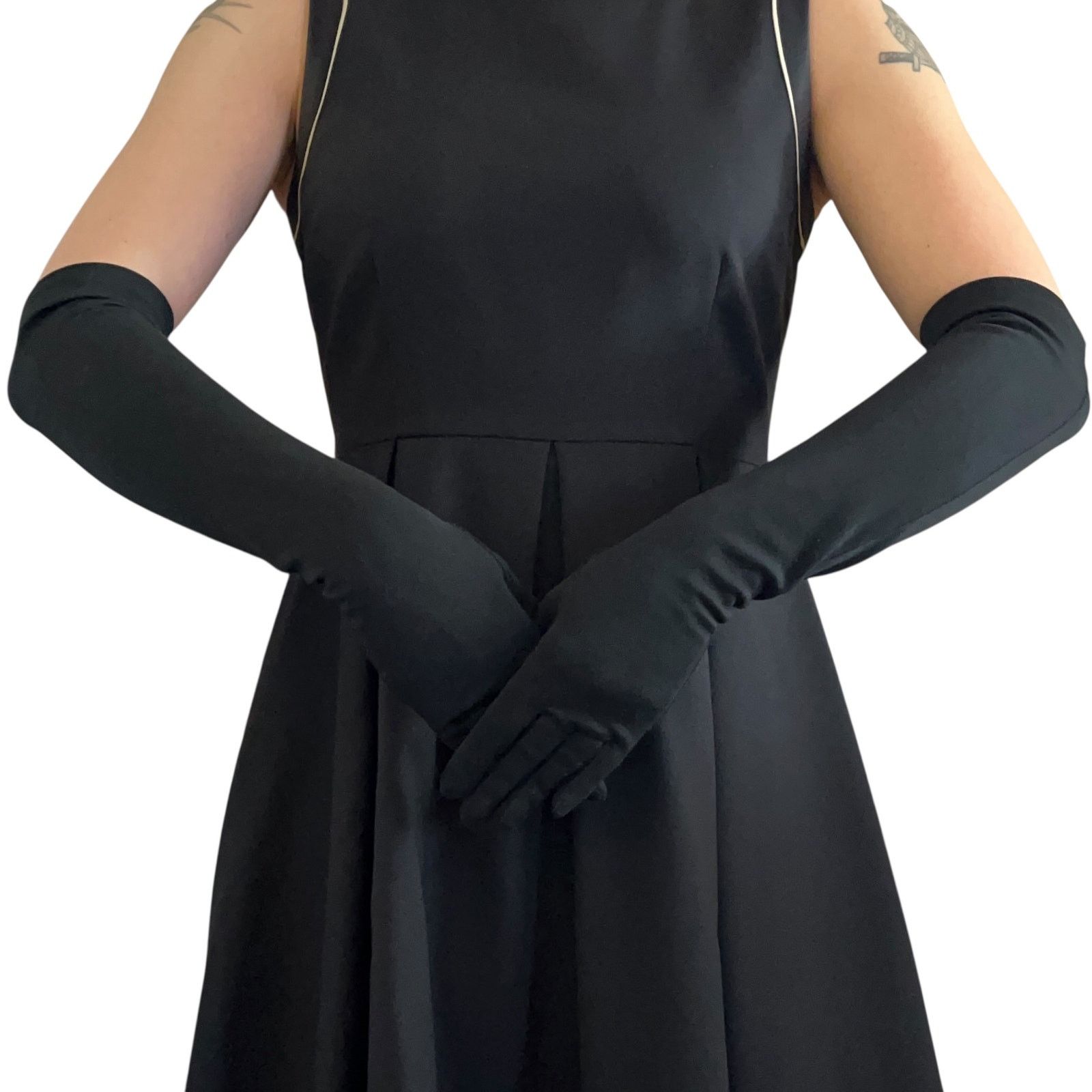 Vintage Vintage Fownes Embraceable Black Long Formal Gloves 19" S/M Size ONE SIZE - 2 Thumbnail