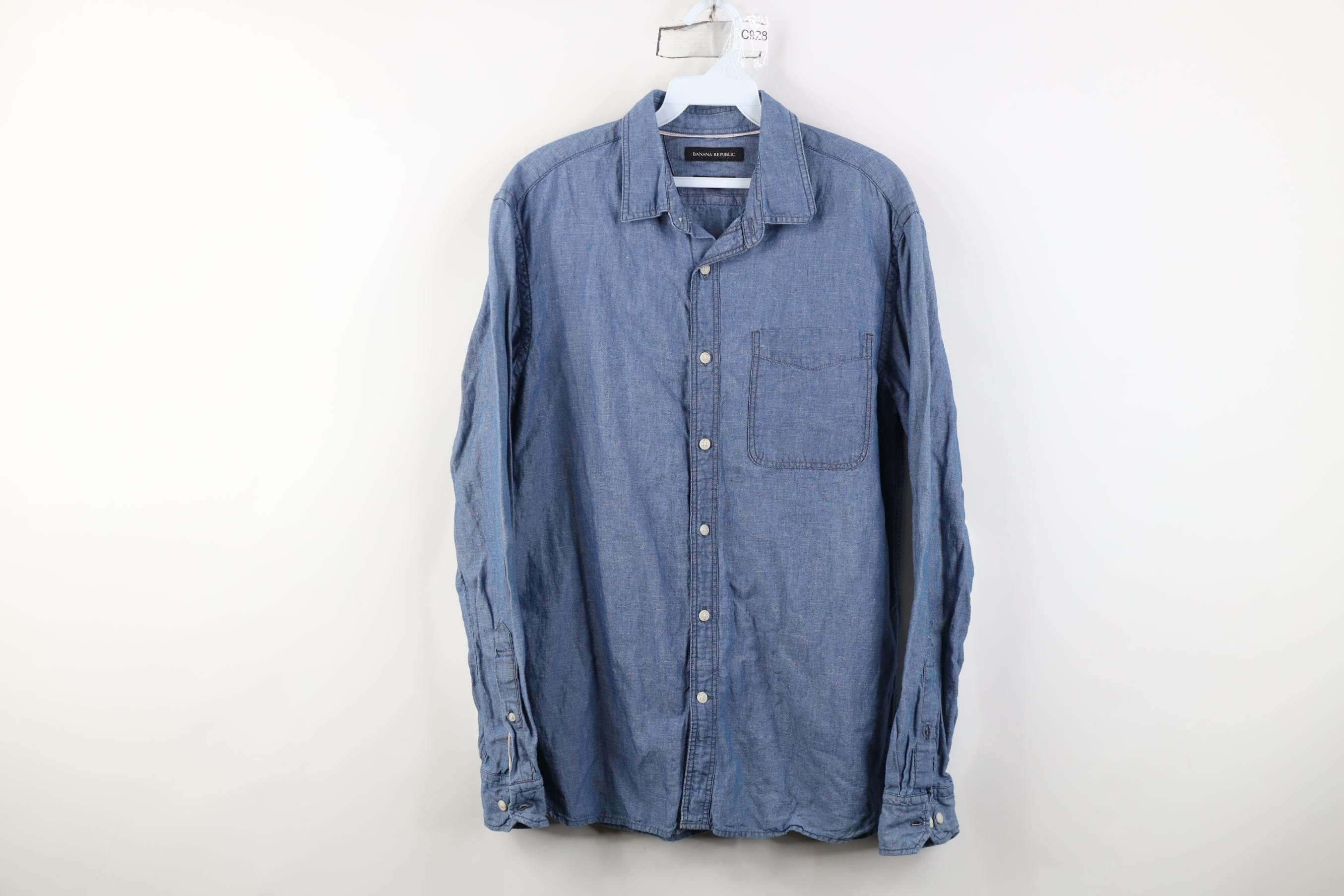 Banana Republic Banana Republic Chambray Linen Blend Collared Button Shirt Size US M / EU 48-50 / 2 - 1 Thumbnail