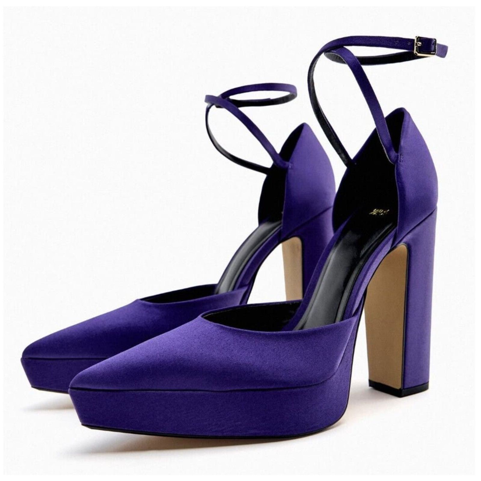 Zara ZARA Purple Pointed Toe Ankle Strap Heeled Platform Shoes Size US 9 / IT 39 - 1 Thumbnail