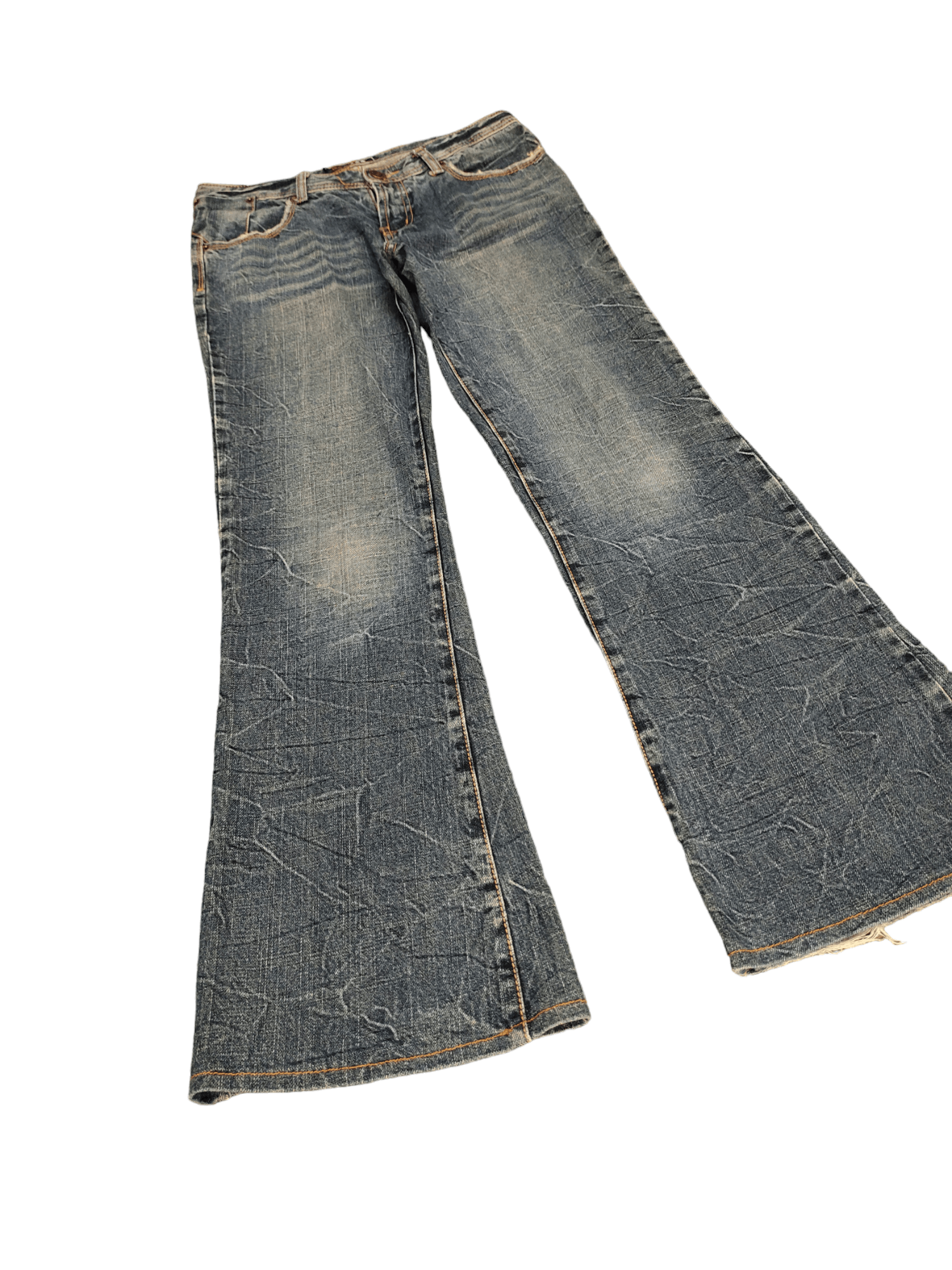 If Six Was Nine Flare Jeans Aft Japan Distress Faded Boot Cut Y2k Mudmax Size US 29 - 3 Thumbnail
