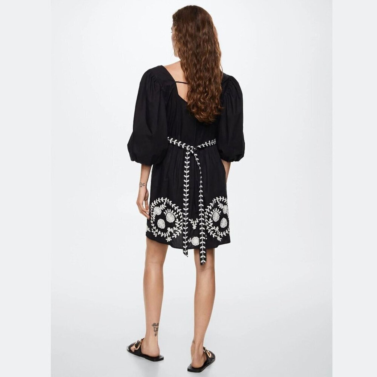 Mango MANGO Puff Sleeve Cotton Dress NWT Size M / US 6-8 / IT 42-44 - 10 Thumbnail
