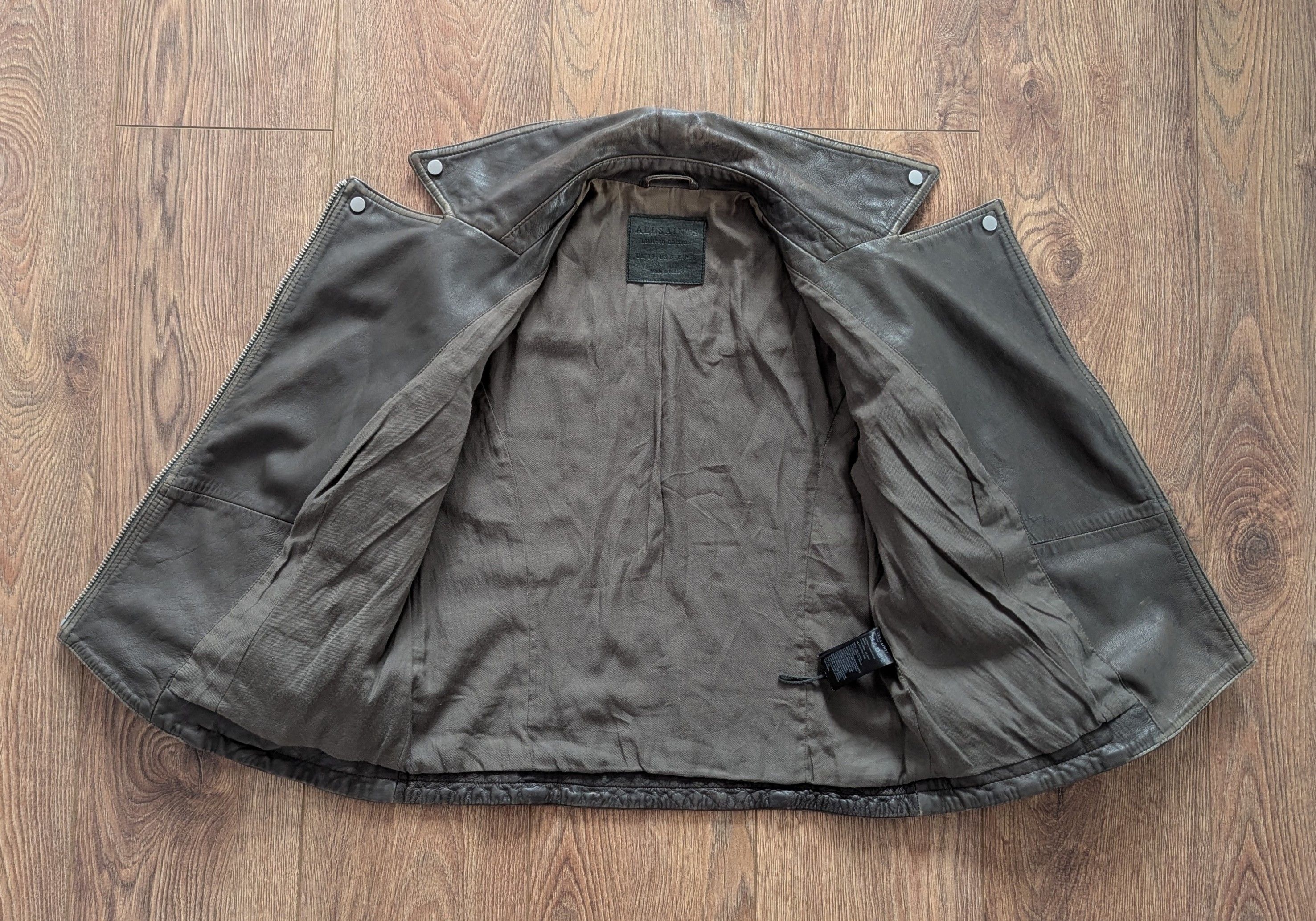Allsaints ALLSAINTS Cropped Cargo Biker Leather Jacket With Scuffs Size M / US 6-8 / IT 42-44 - 12 Thumbnail