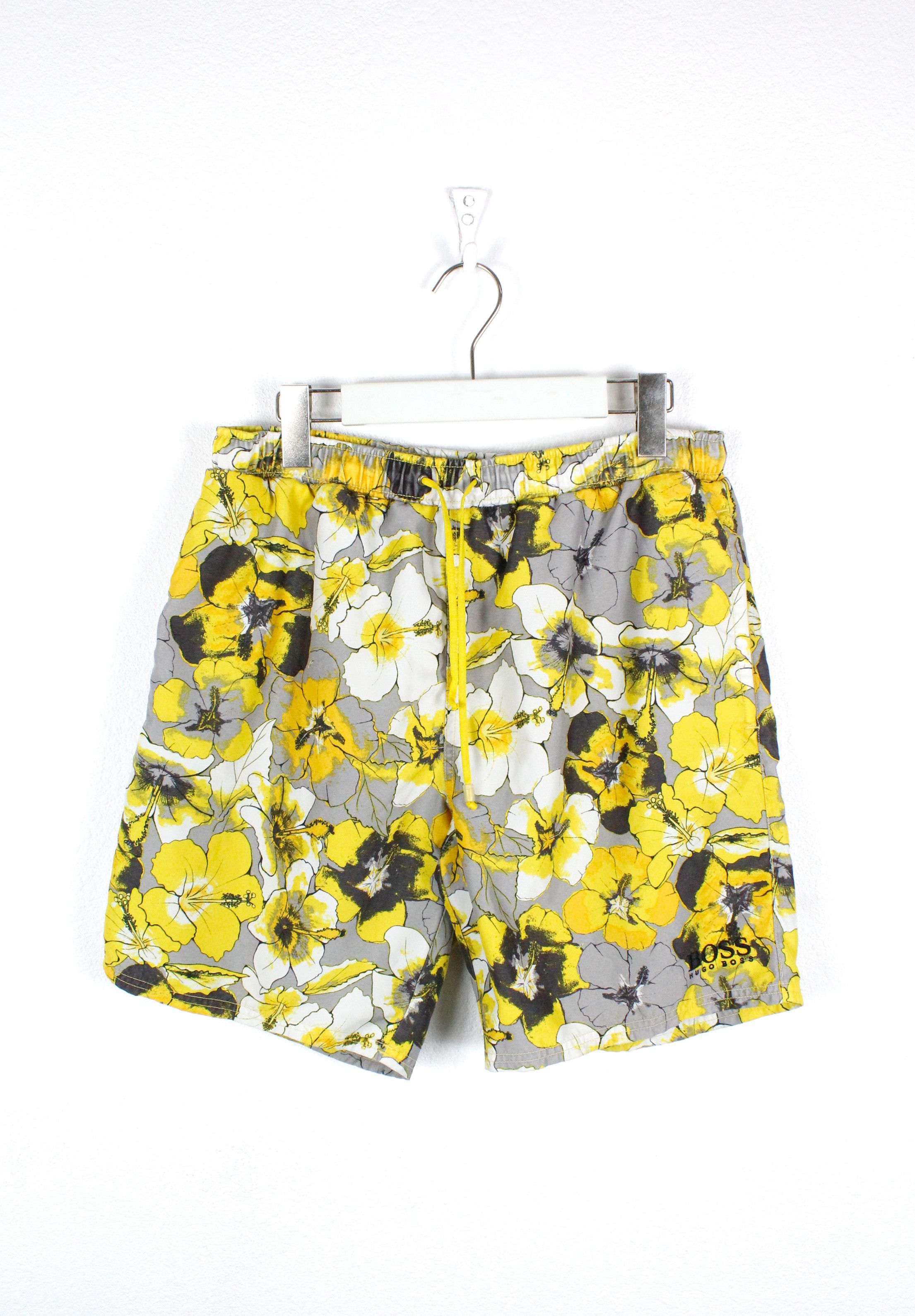 Hugo Boss × Vintage Hugo Boss Hawaiian Floral Pattern Swim Shorts Beach M Size US 32 / EU 48 - 1 Thumbnail